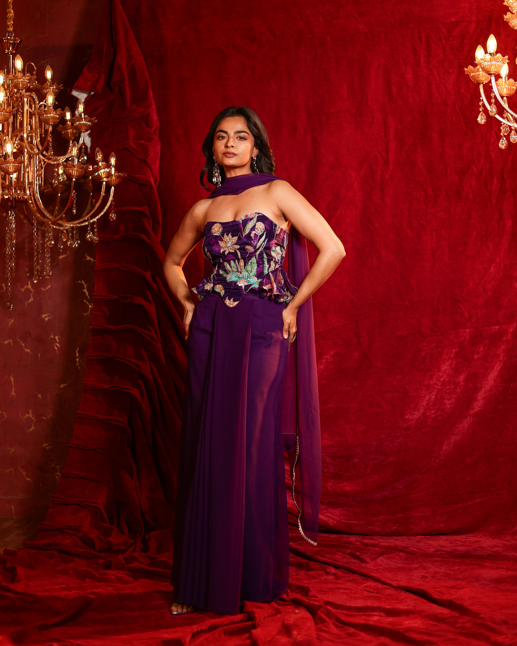 Bebo Handwork Drape Skirt Set