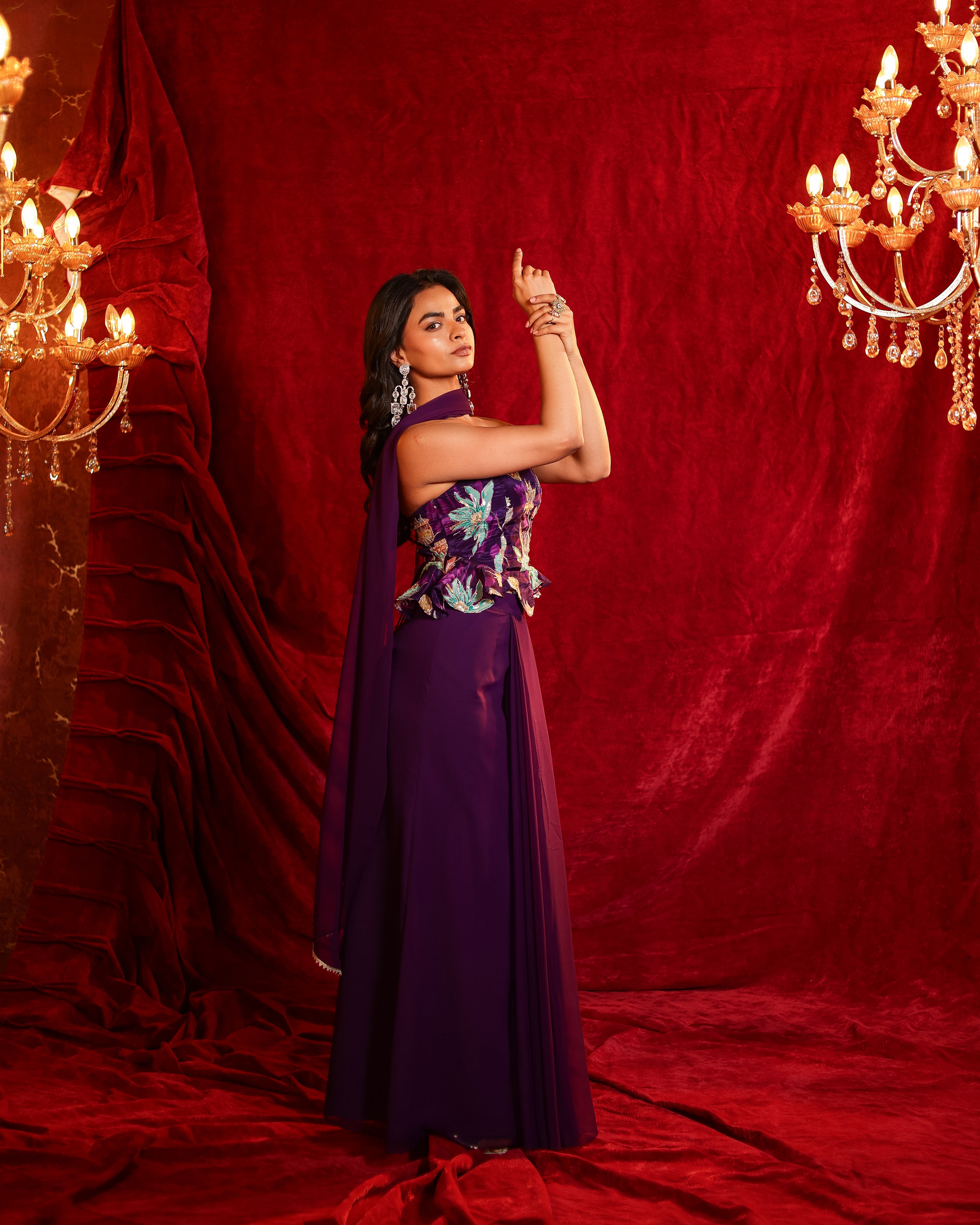 Bebo Handwork Drape Skirt Set