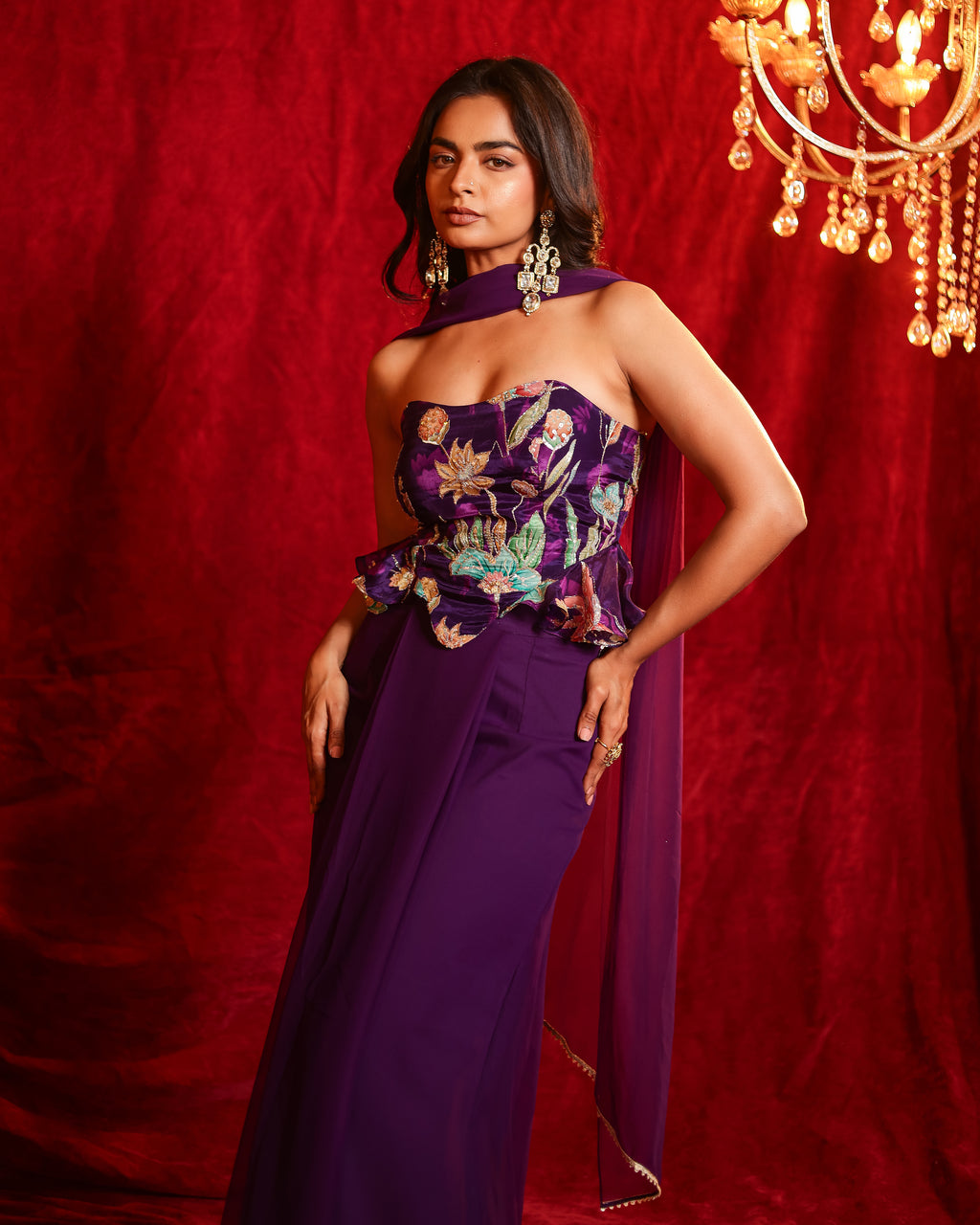 Bebo Handwork Drape Skirt Set