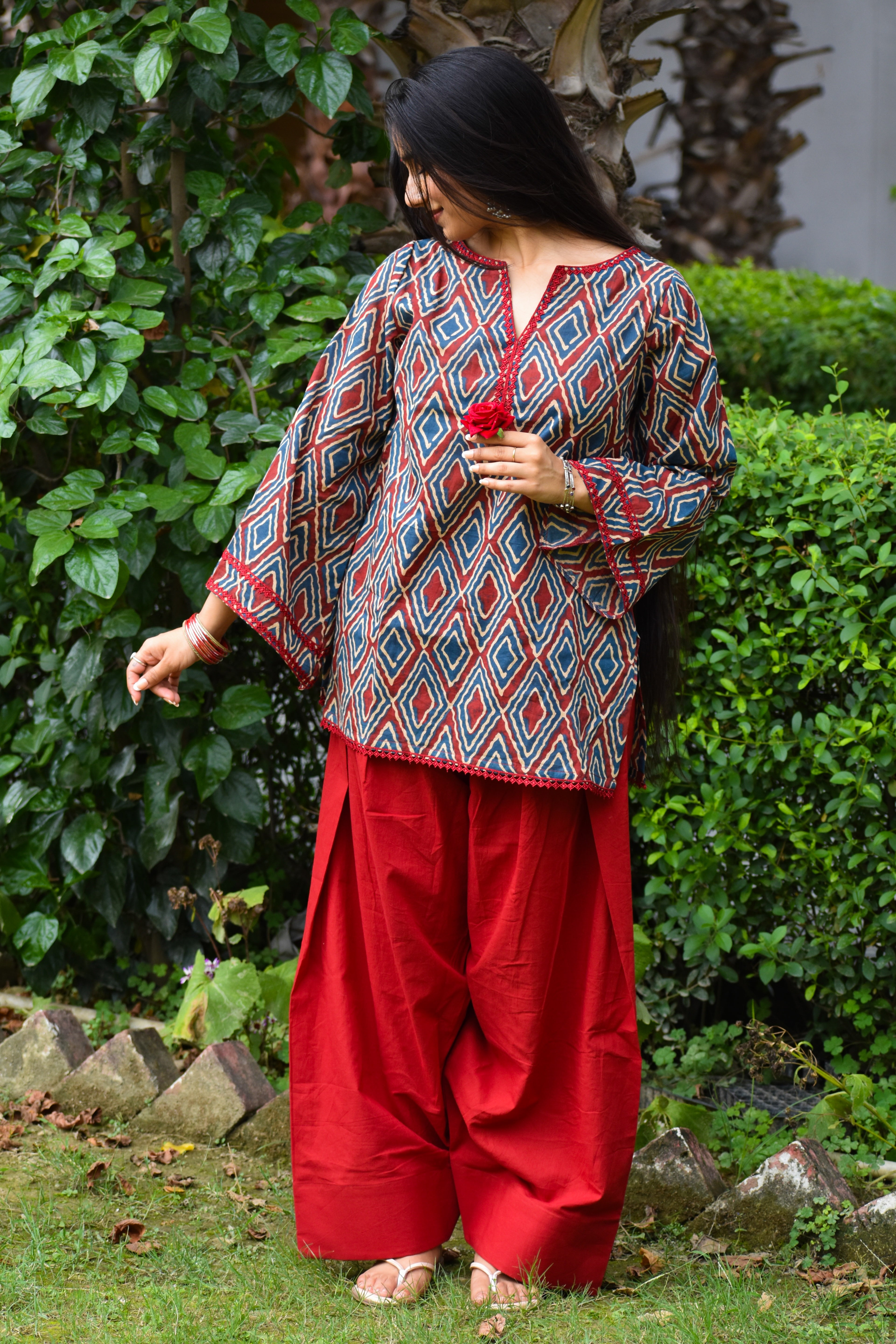 Saheli Handblock Cotton Farshi Set