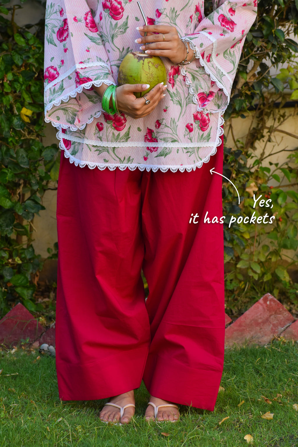 Phool Handblock Cotton Farshi Set