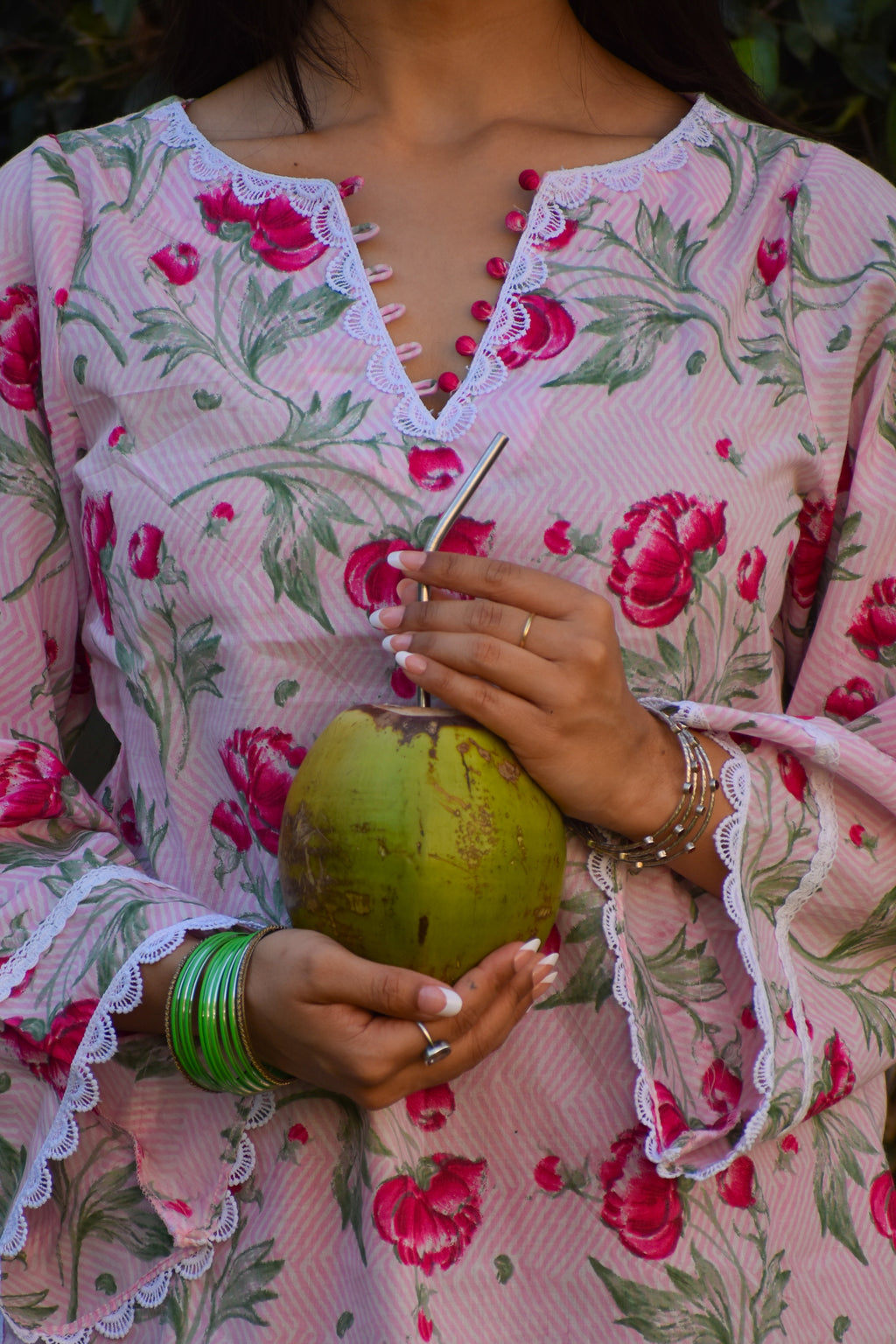 Phool Handblock Cotton Farshi Set