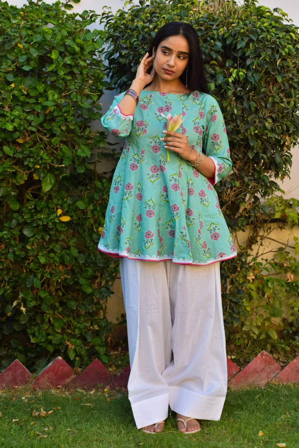 Hansika Handblock Cotton Farshi Set