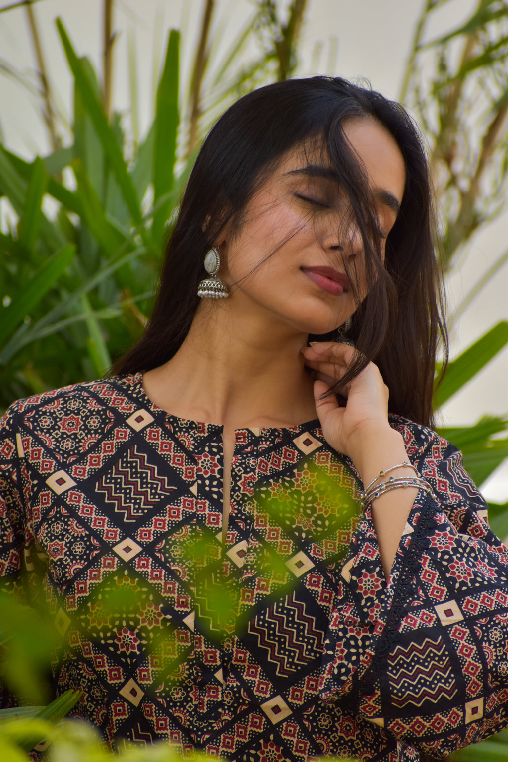 Mallika Handblock Cotton Farshi Set
