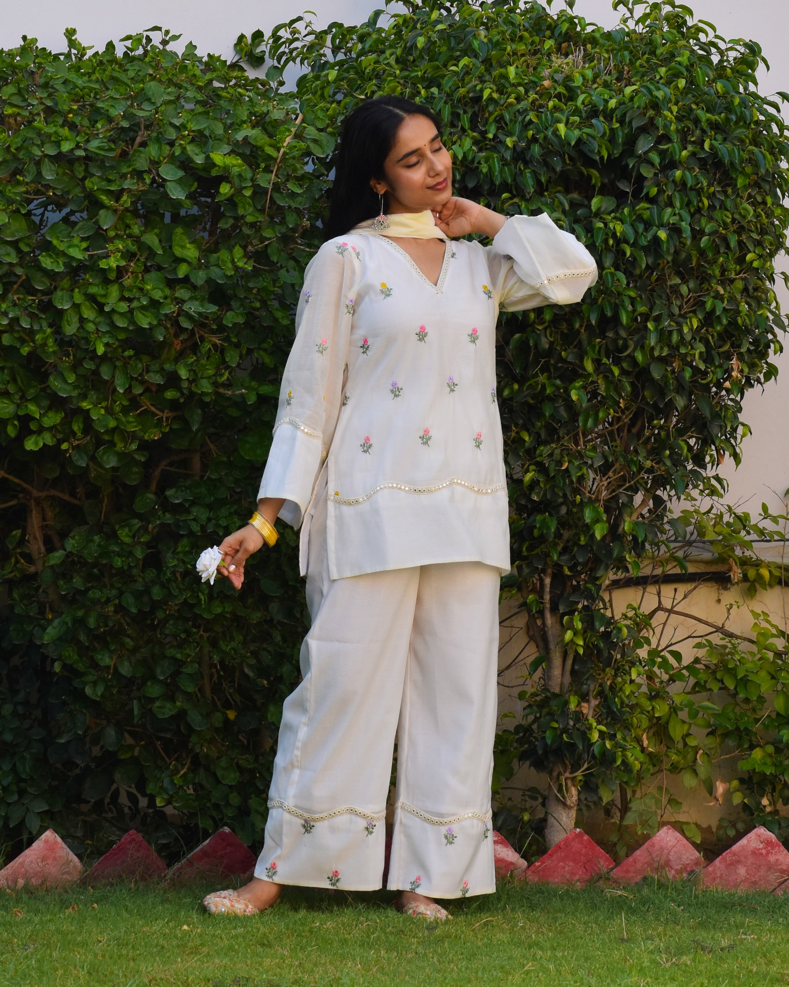 Juhi Embroidered Chanderi Coord Set With Dupatta