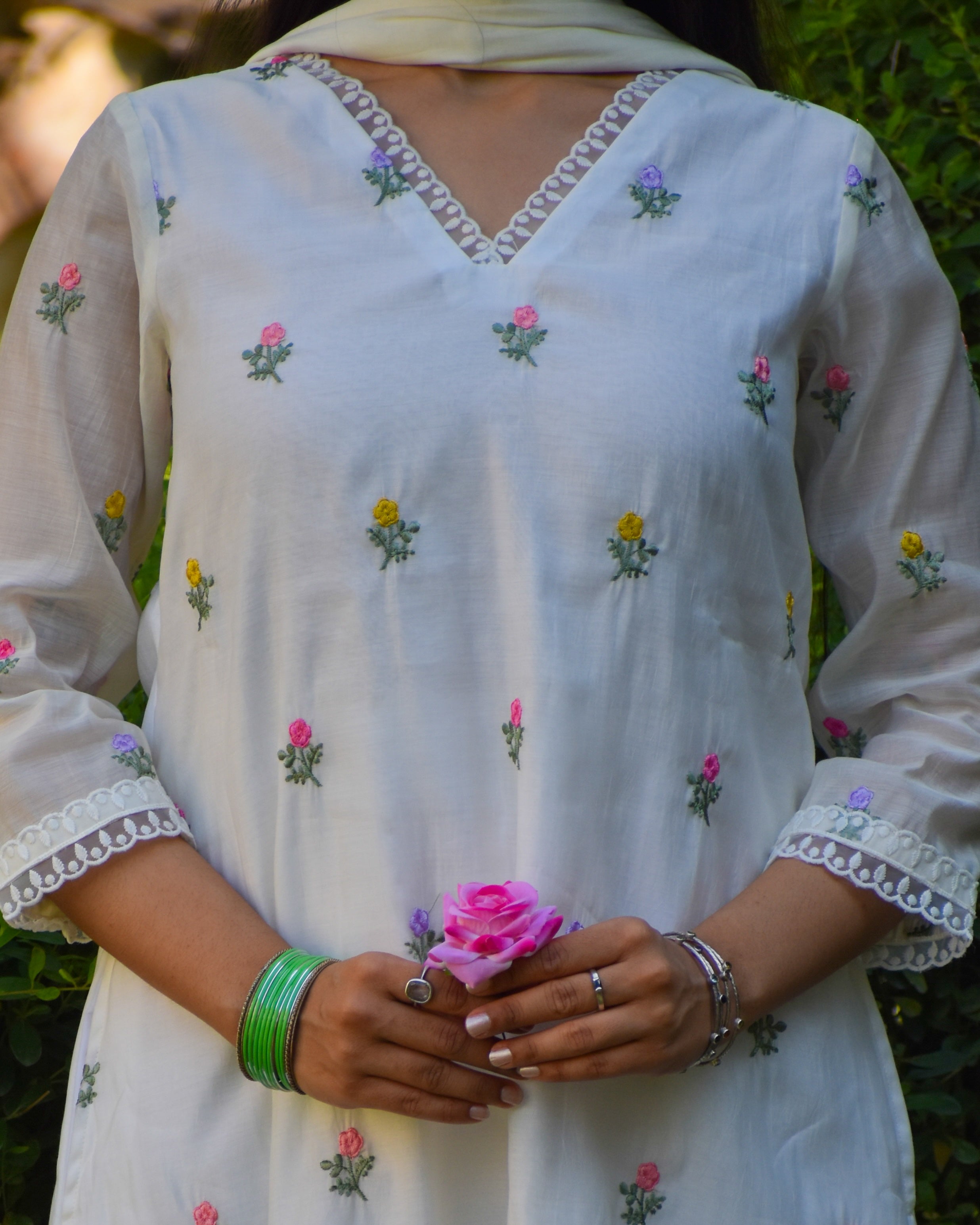 Pankhuri Embroidered Chanderi Kurta Set With Dupatta