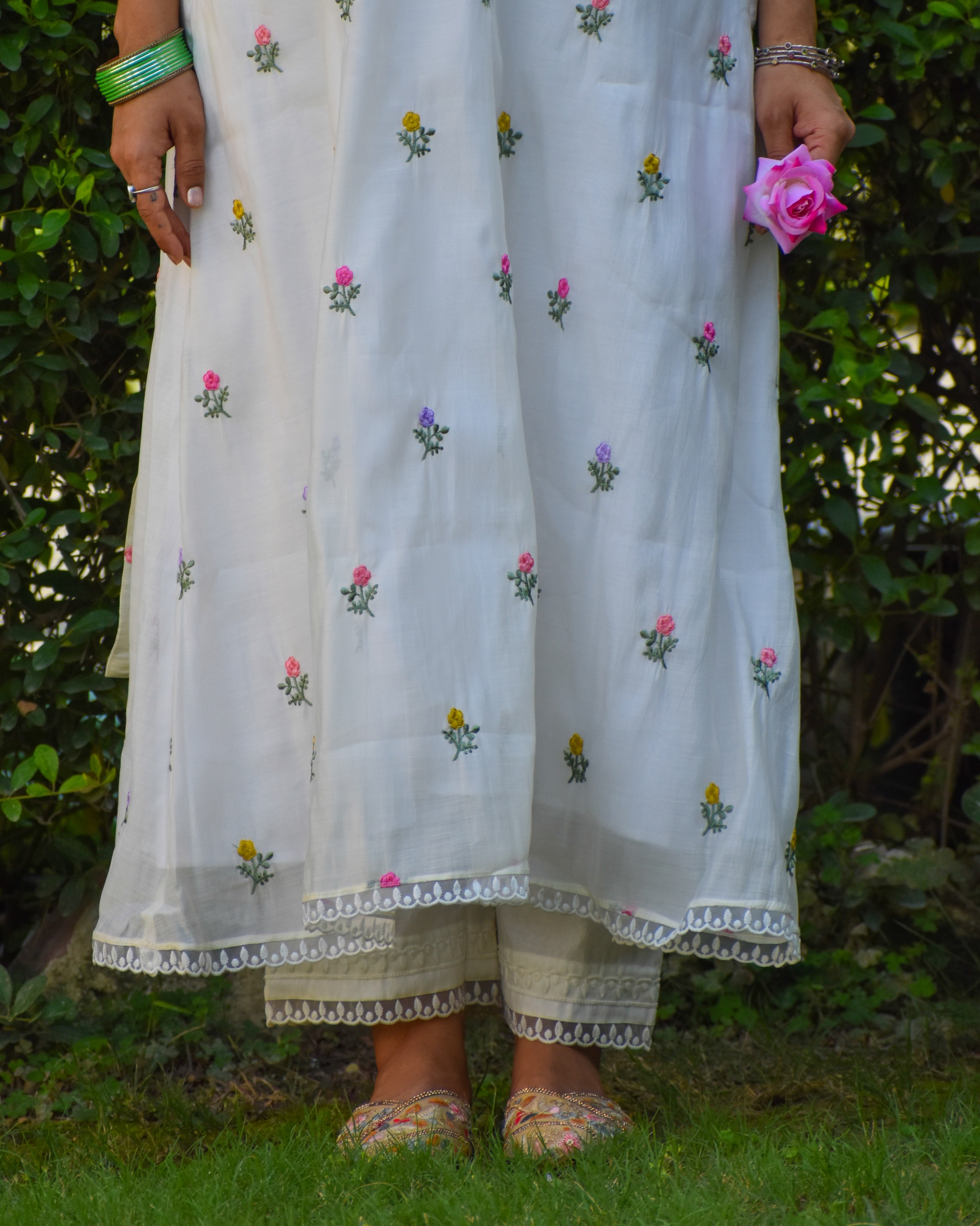Pankhuri Embroidered Chanderi Kurta Set With Dupatta