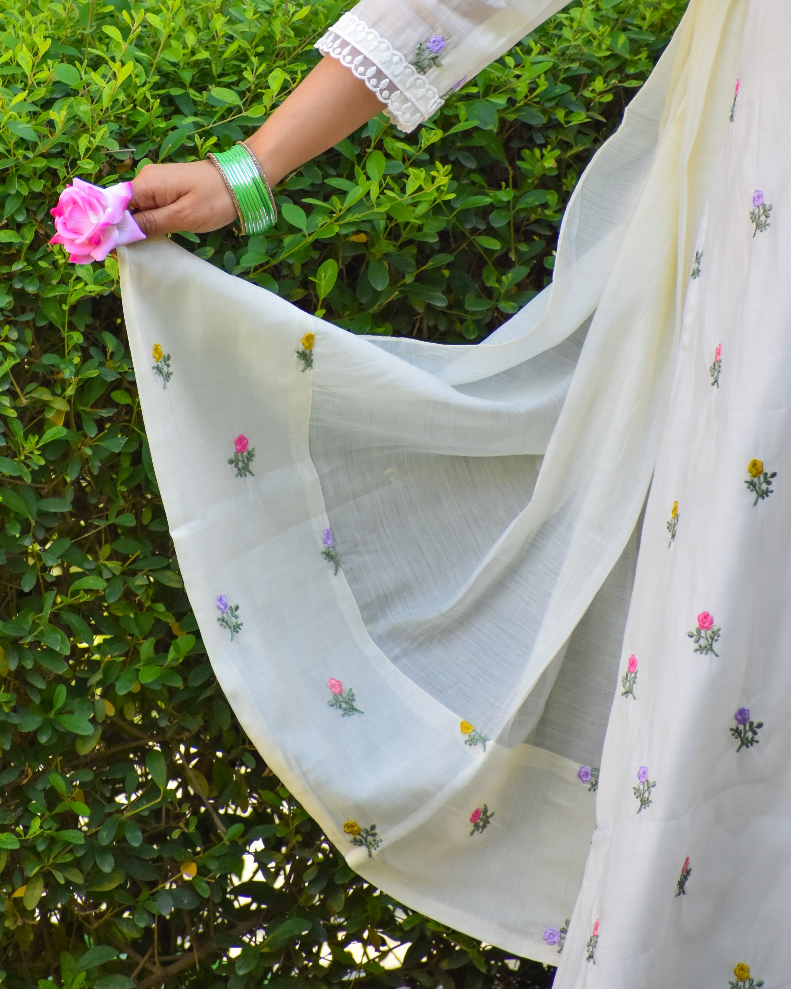 Pankhuri Embroidered Chanderi Kurta Set With Dupatta