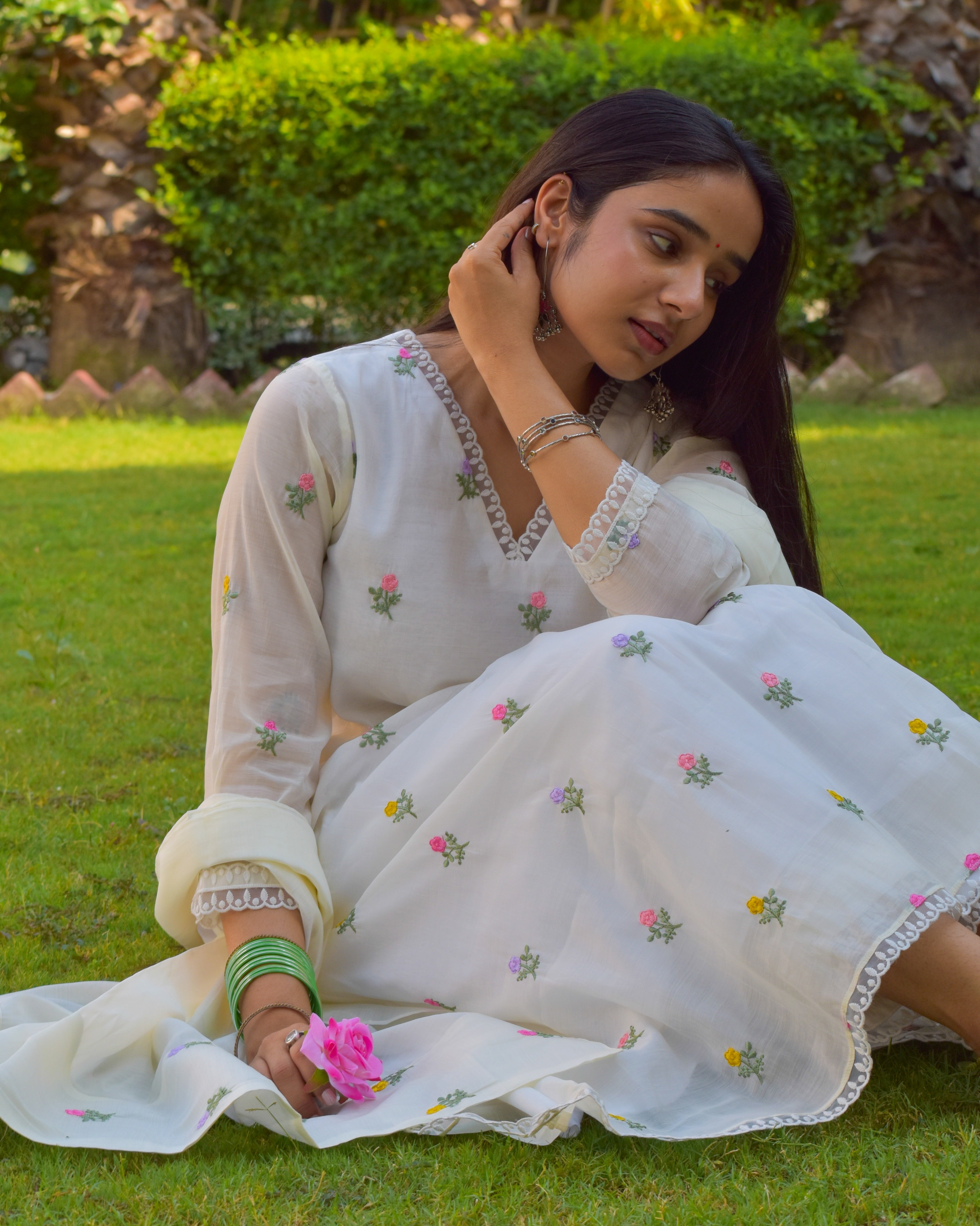 Pankhuri Embroidered Chanderi Kurta Set With Dupatta