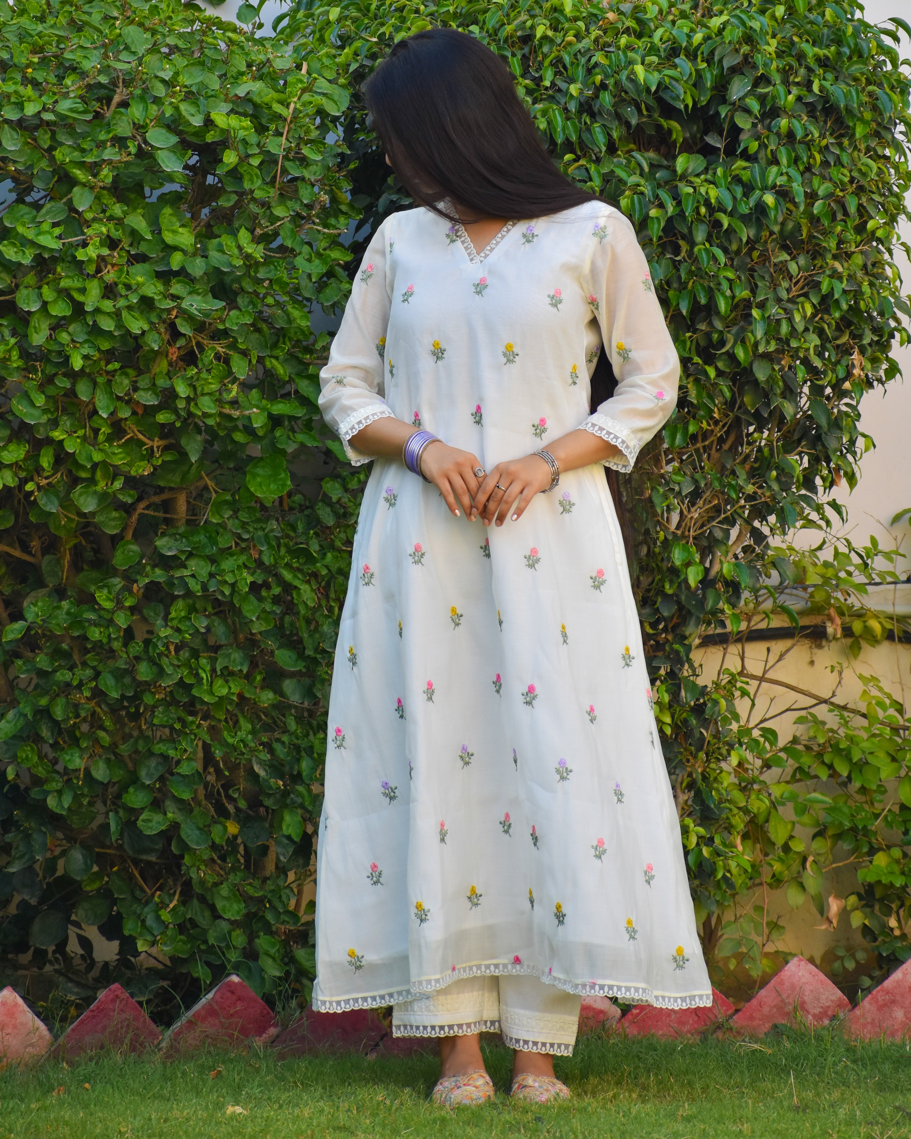 Navya Embroidered Chanderi Kurta Set