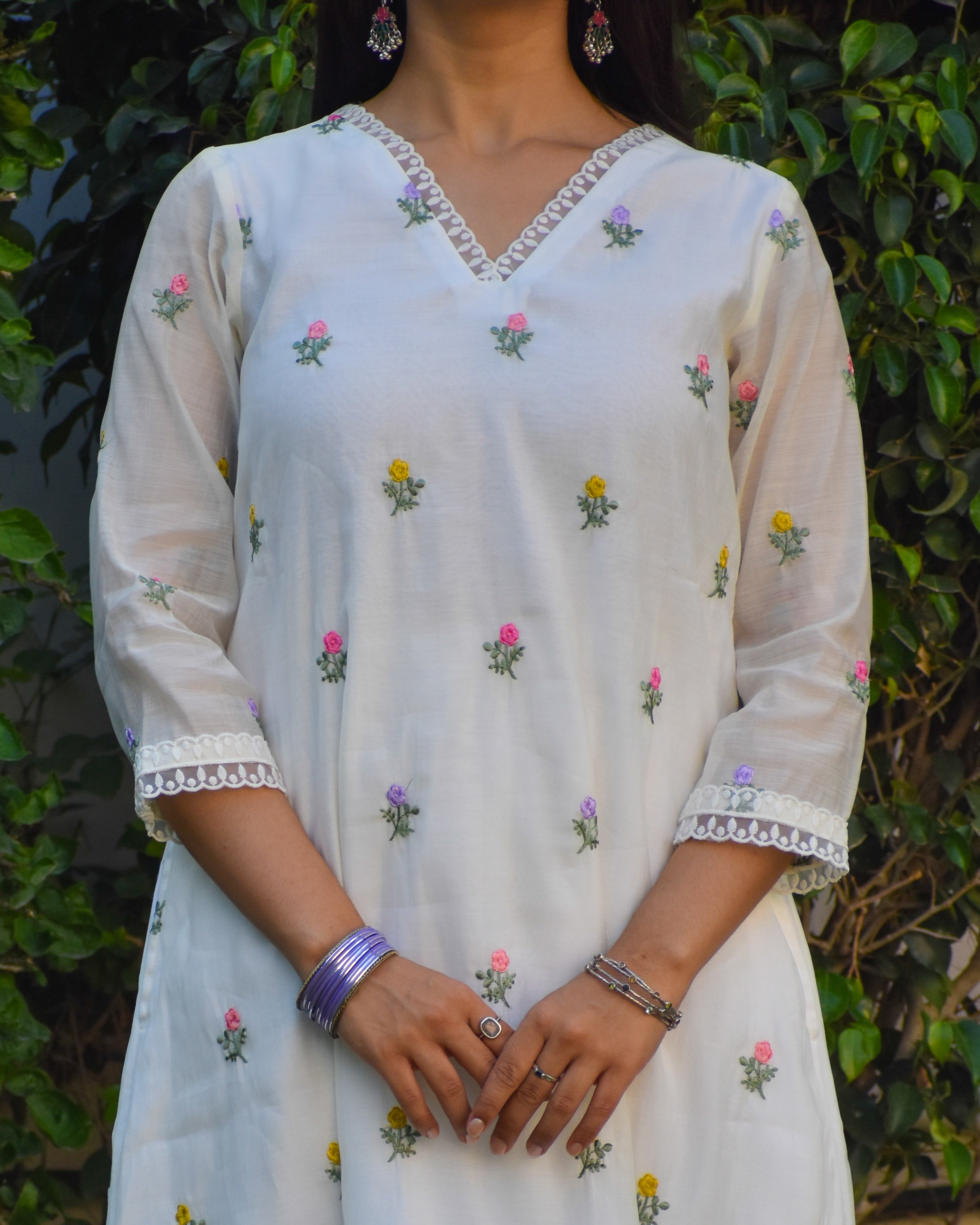Navya Embroidered Chanderi Kurta Set