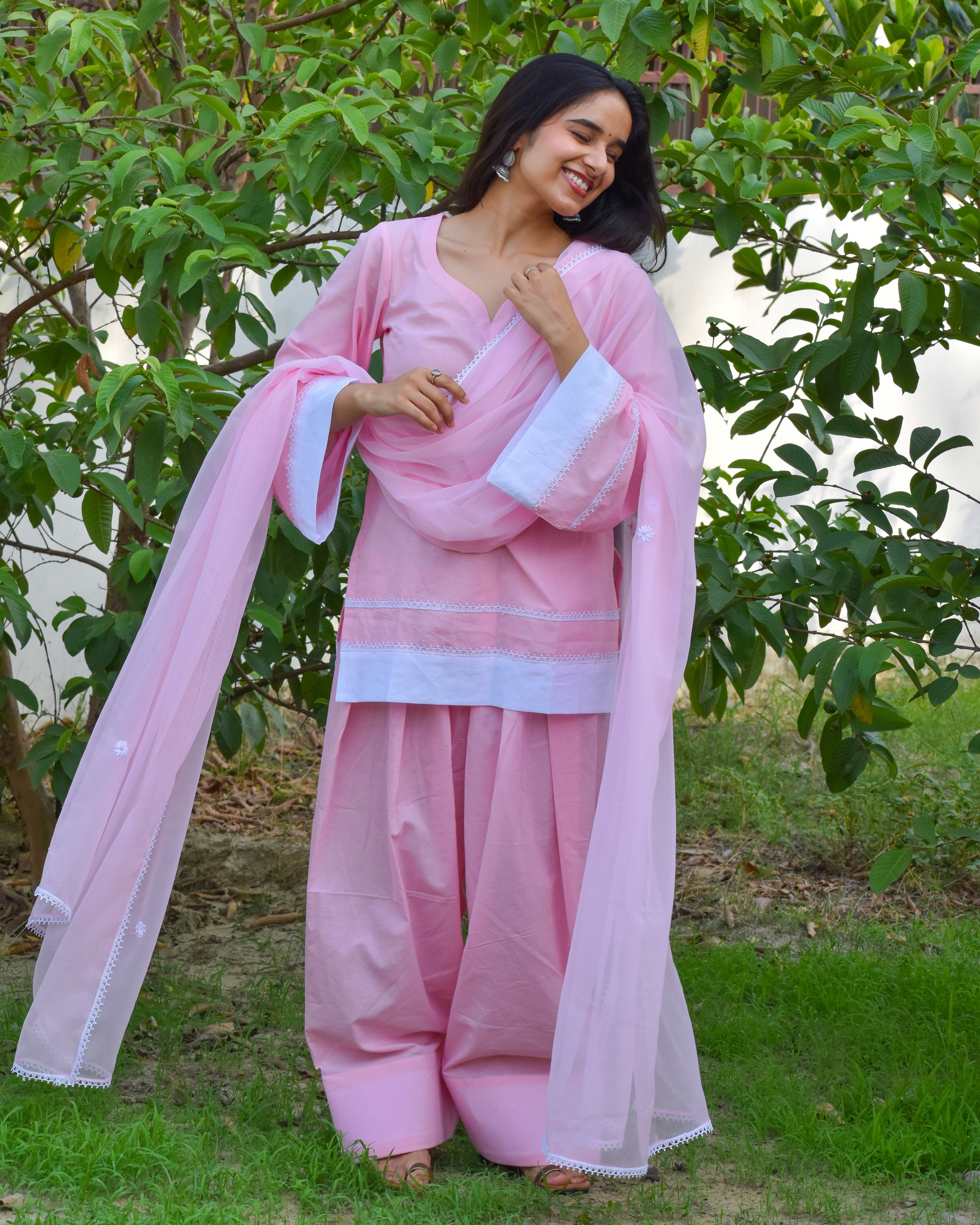Pihu Solid Cotton Farshi Set