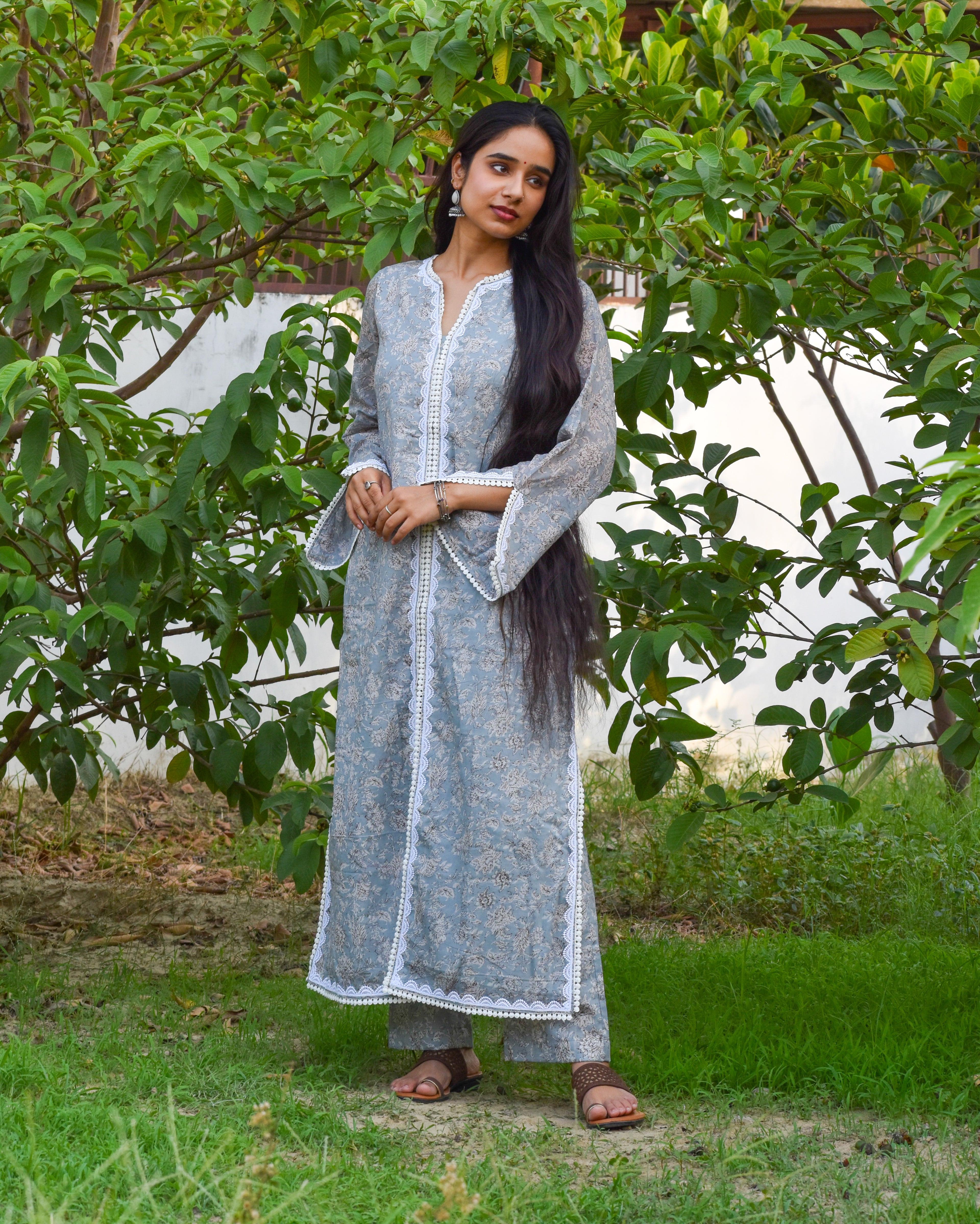 Neel Handblock Cotton Kurta Set
