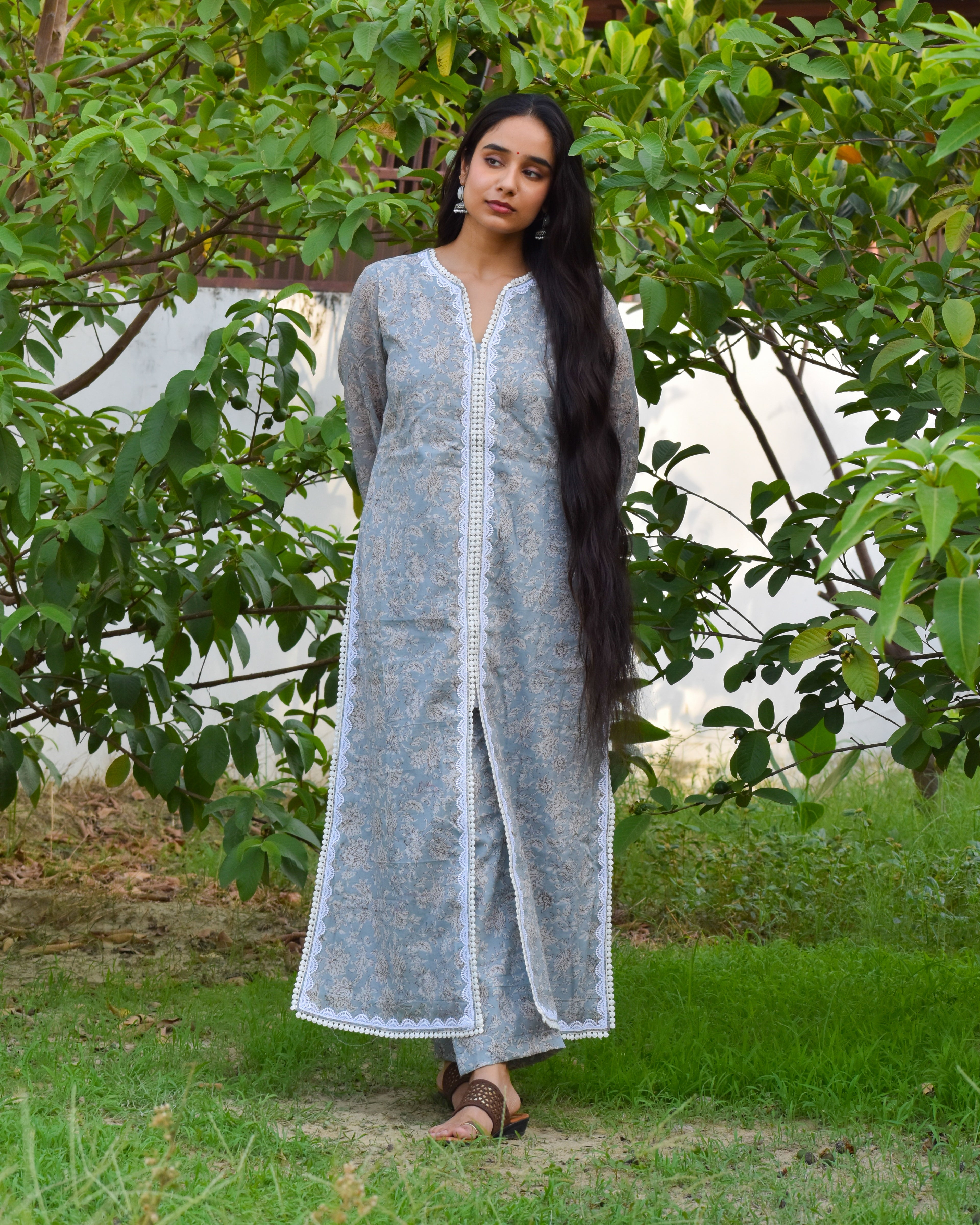 Neel Handblock Cotton Kurta Set