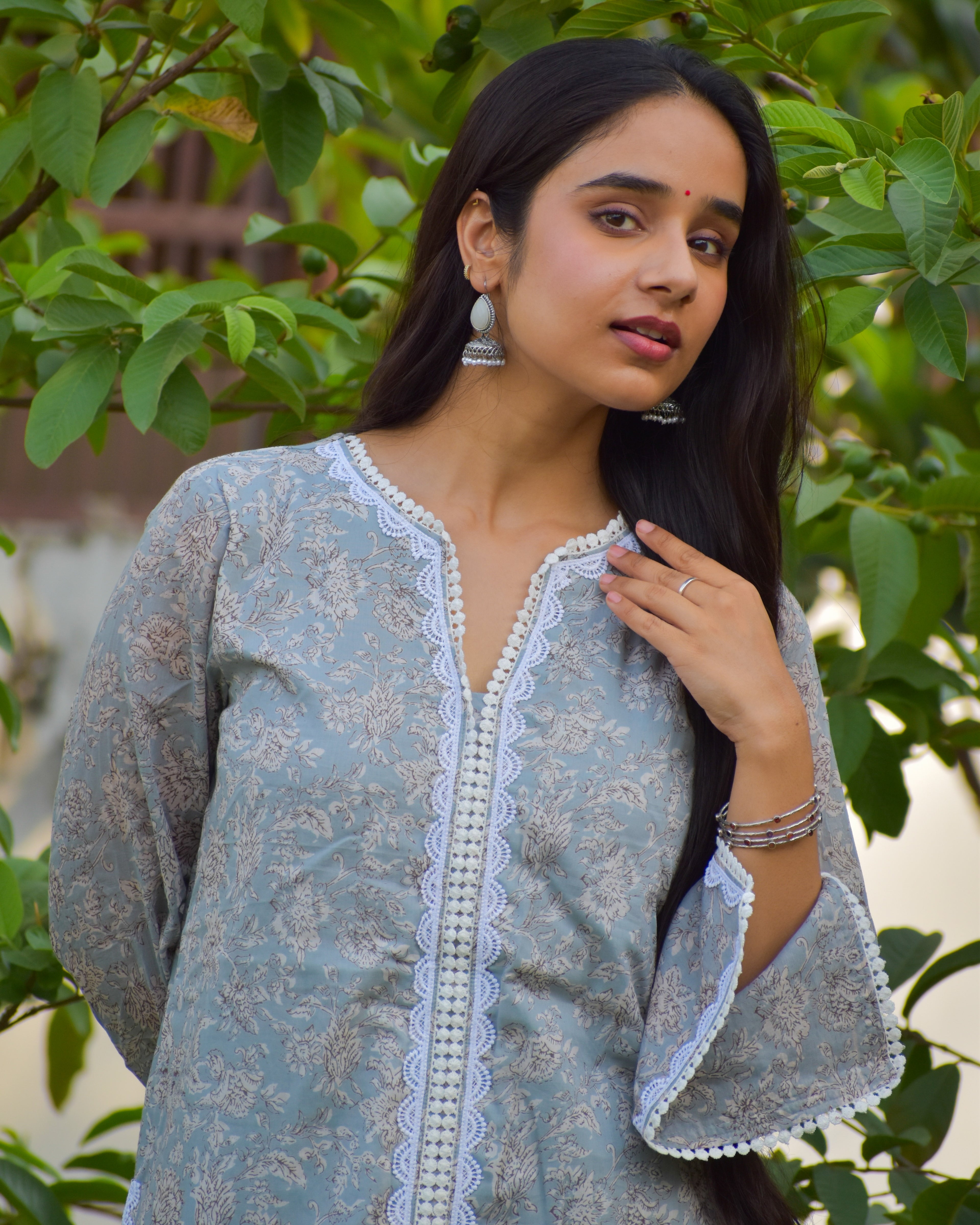 Neel Handblock Cotton Kurta Set