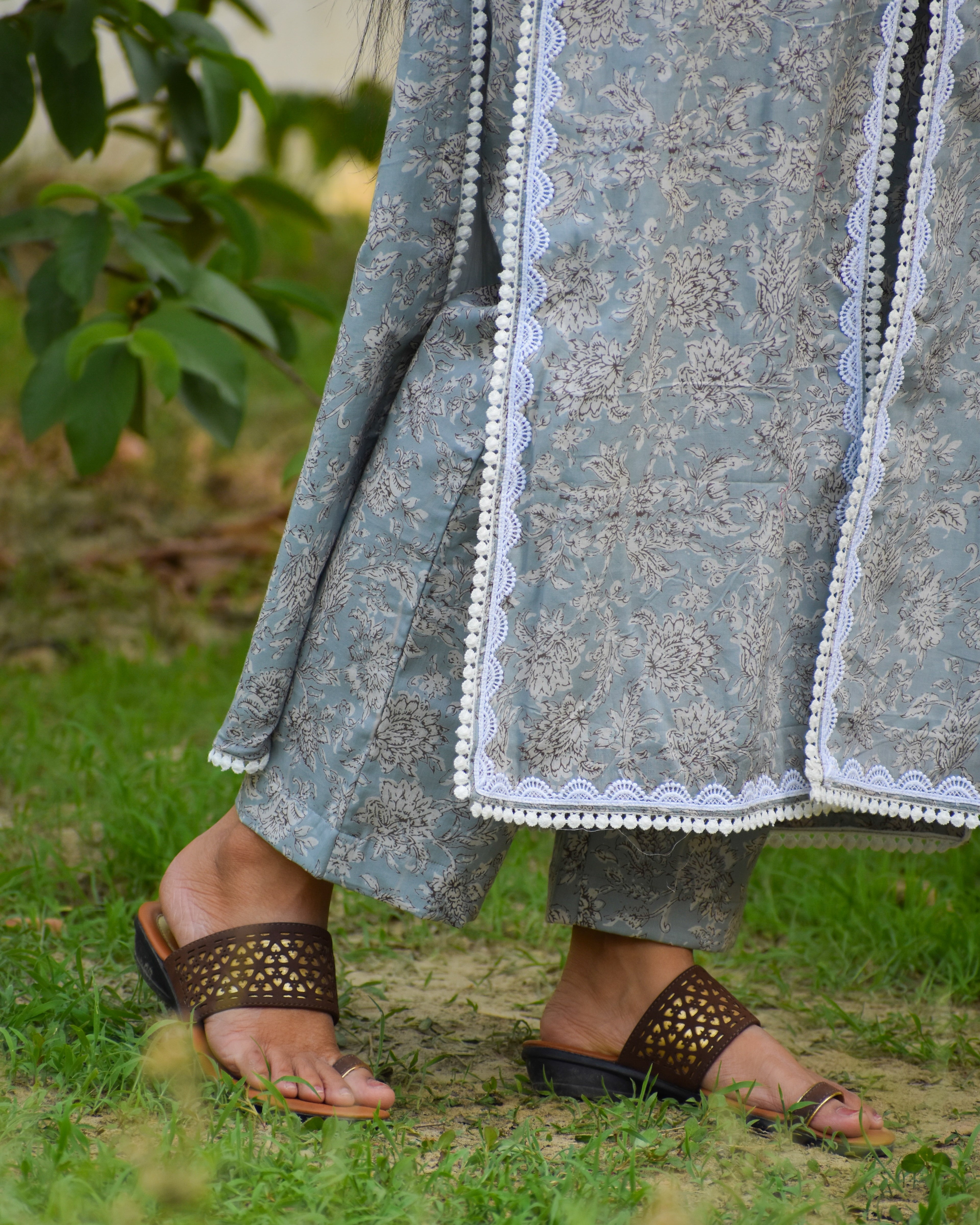 Neel Handblock Cotton Kurta Set