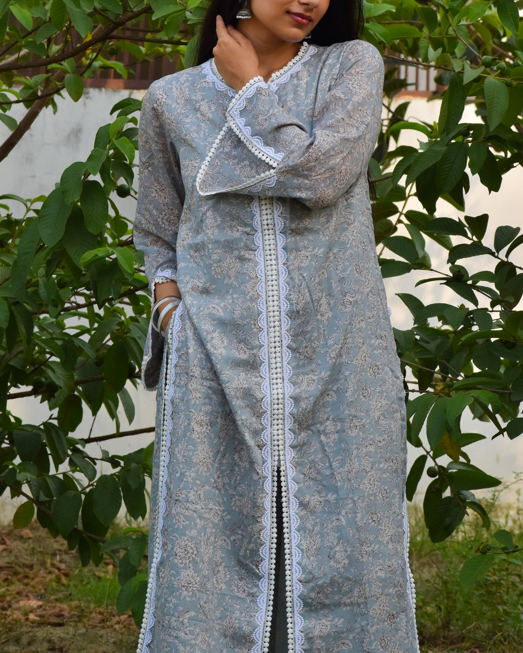 Neel Handblock Cotton Kurta Set