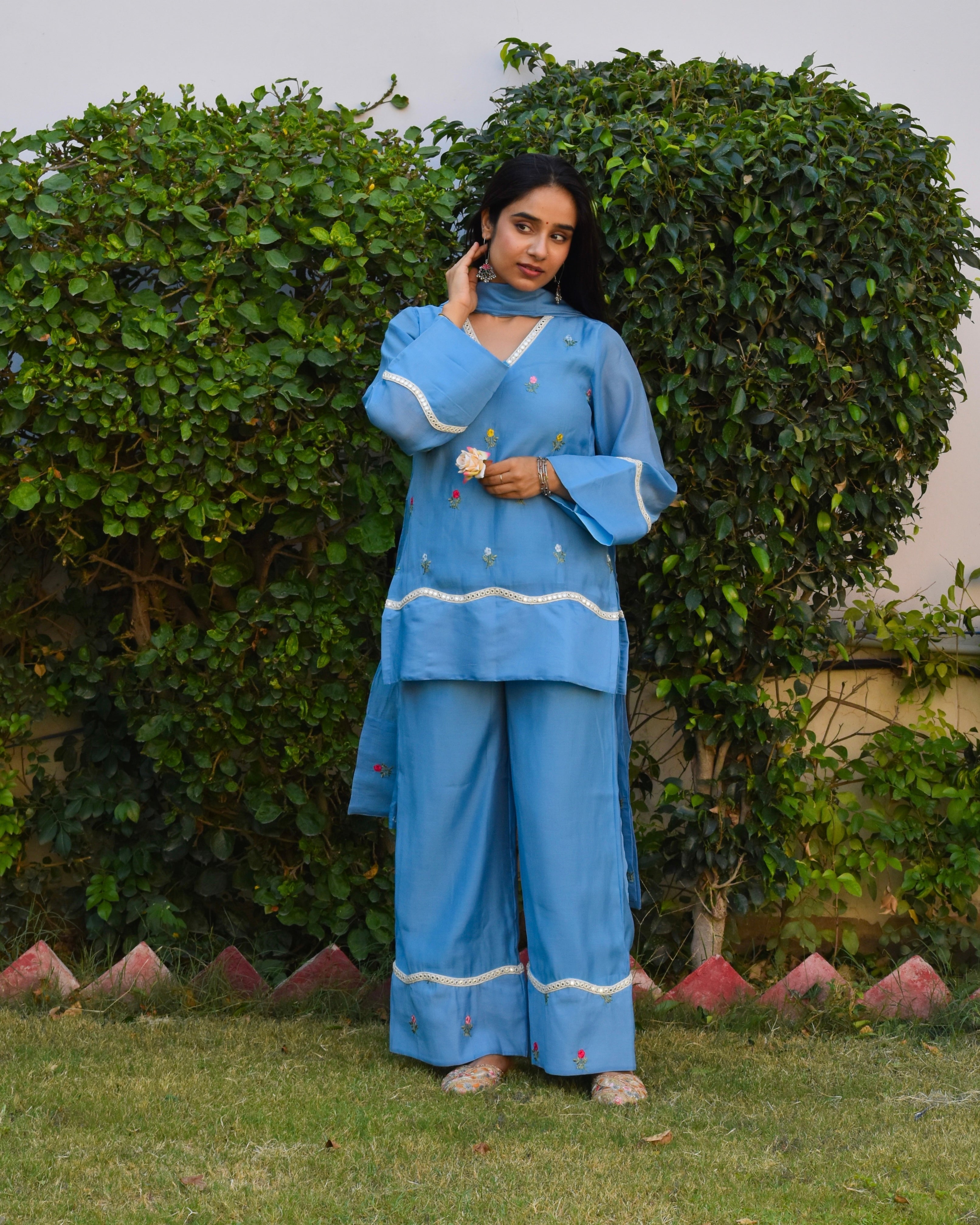 Rohini Embroidered Chanderi Coord Set With Dupatta