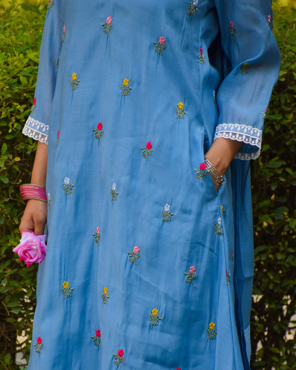 Chakor Embroidered Chanderi Kurta Set With Dupatta