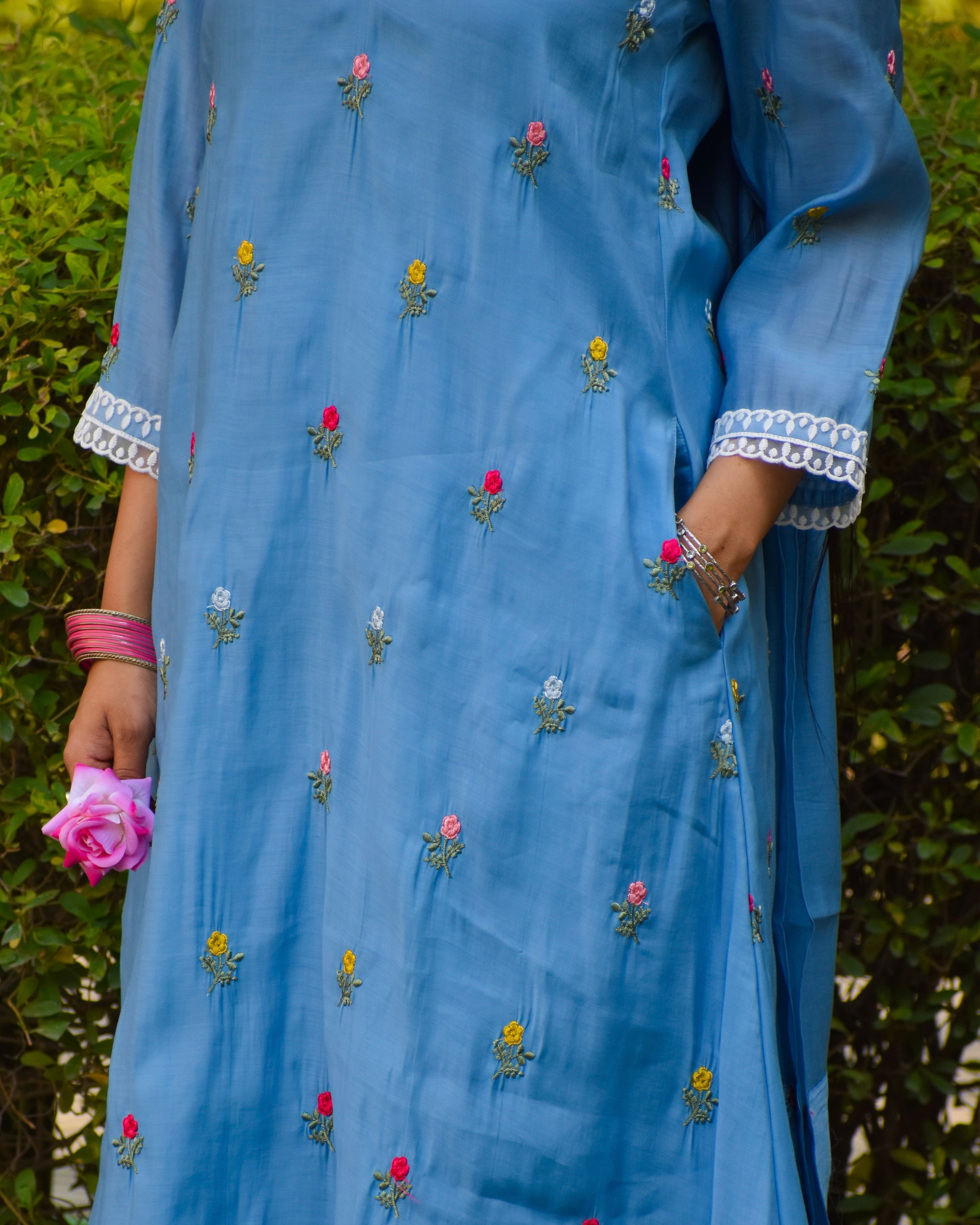 Chakor Embroidered Chanderi Kurta Set With Dupatta
