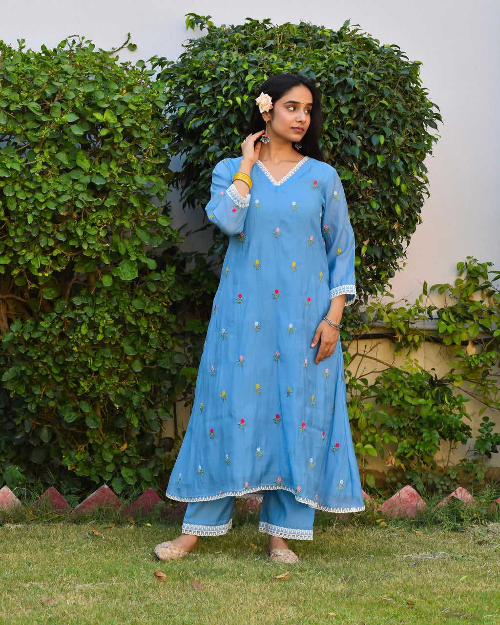 Madhur Embroidered Chanderi Kurta Set