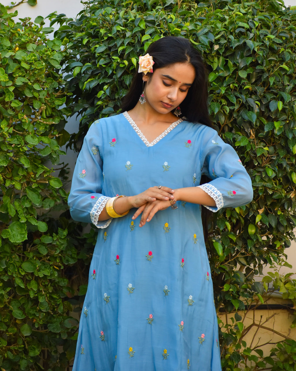 Madhur Embroidered Chanderi Kurta Set