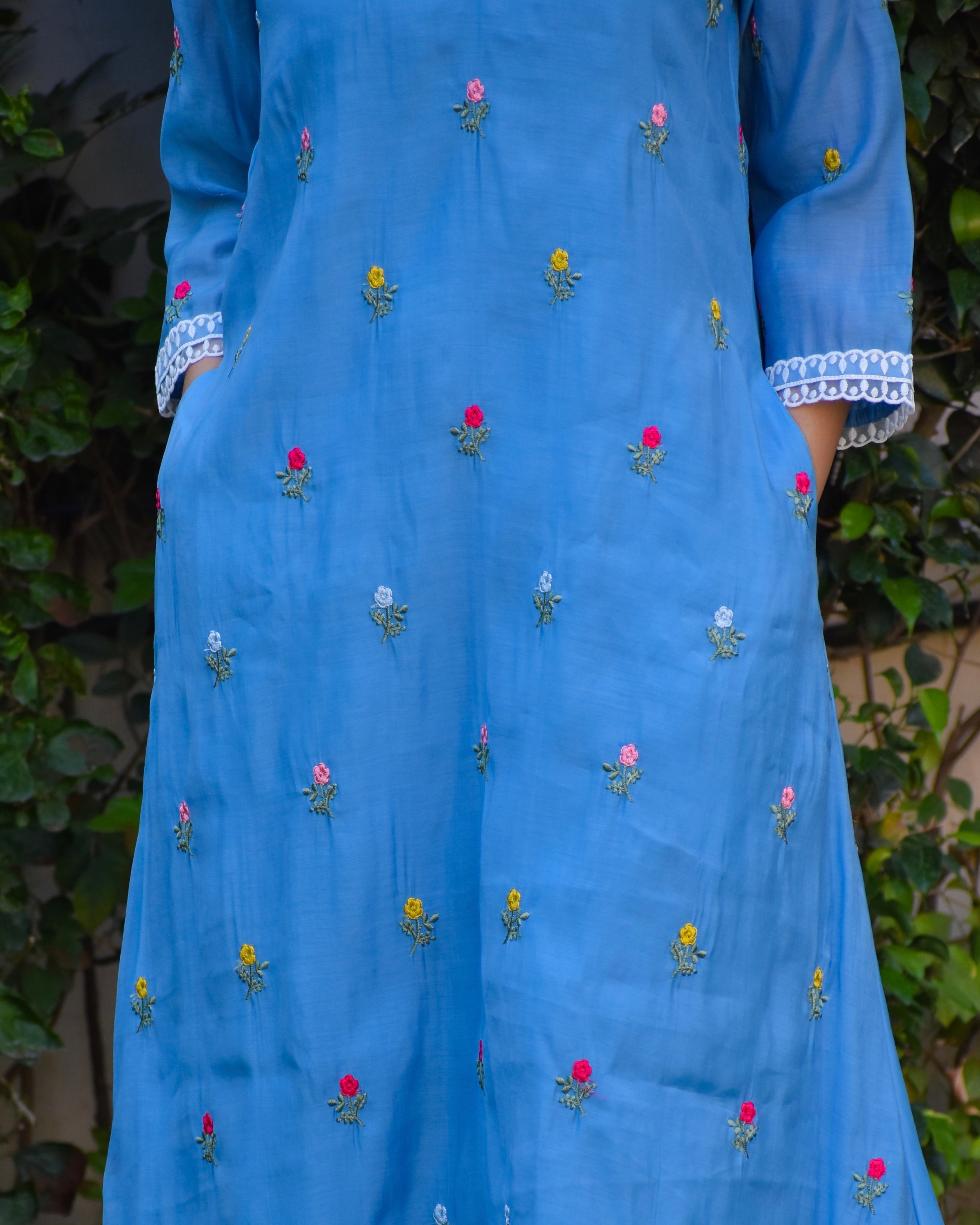 Madhur Embroidered Chanderi Kurta Set