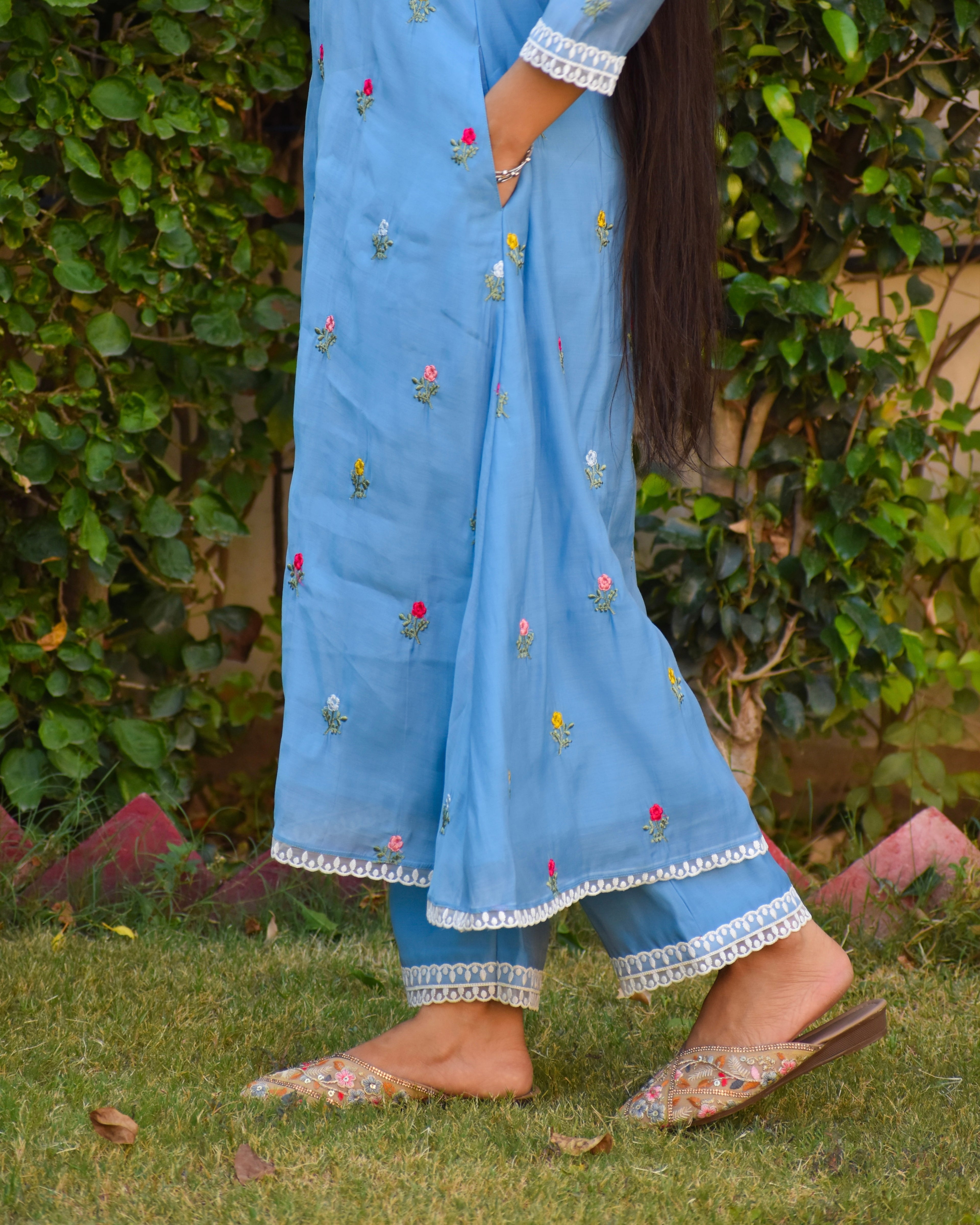 Madhur Embroidered Chanderi Kurta Set