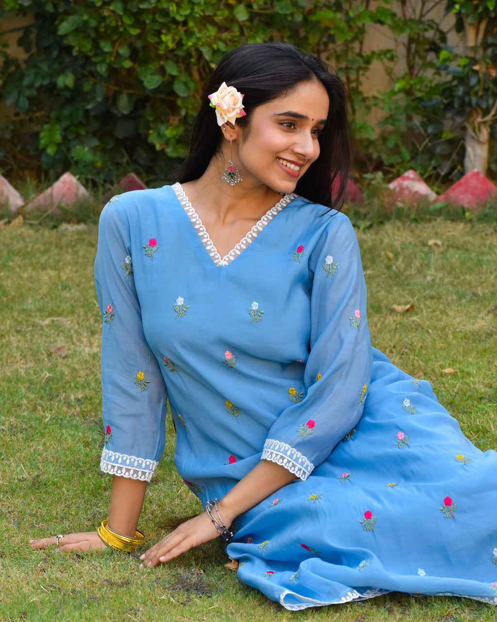 Madhur Embroidered Chanderi Kurta Set
