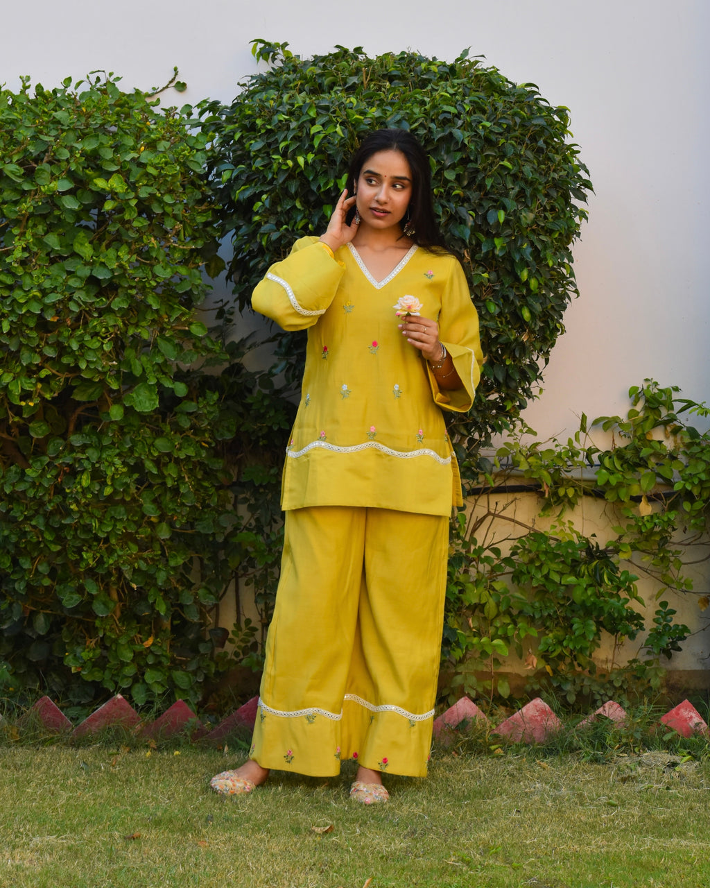 Basanti Embroidered Chanderi Coord Set