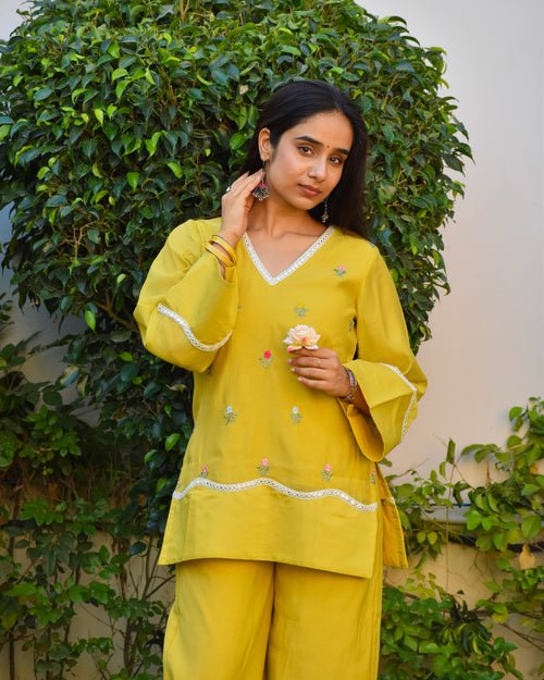 Basanti Embroidered Chanderi Coord Set