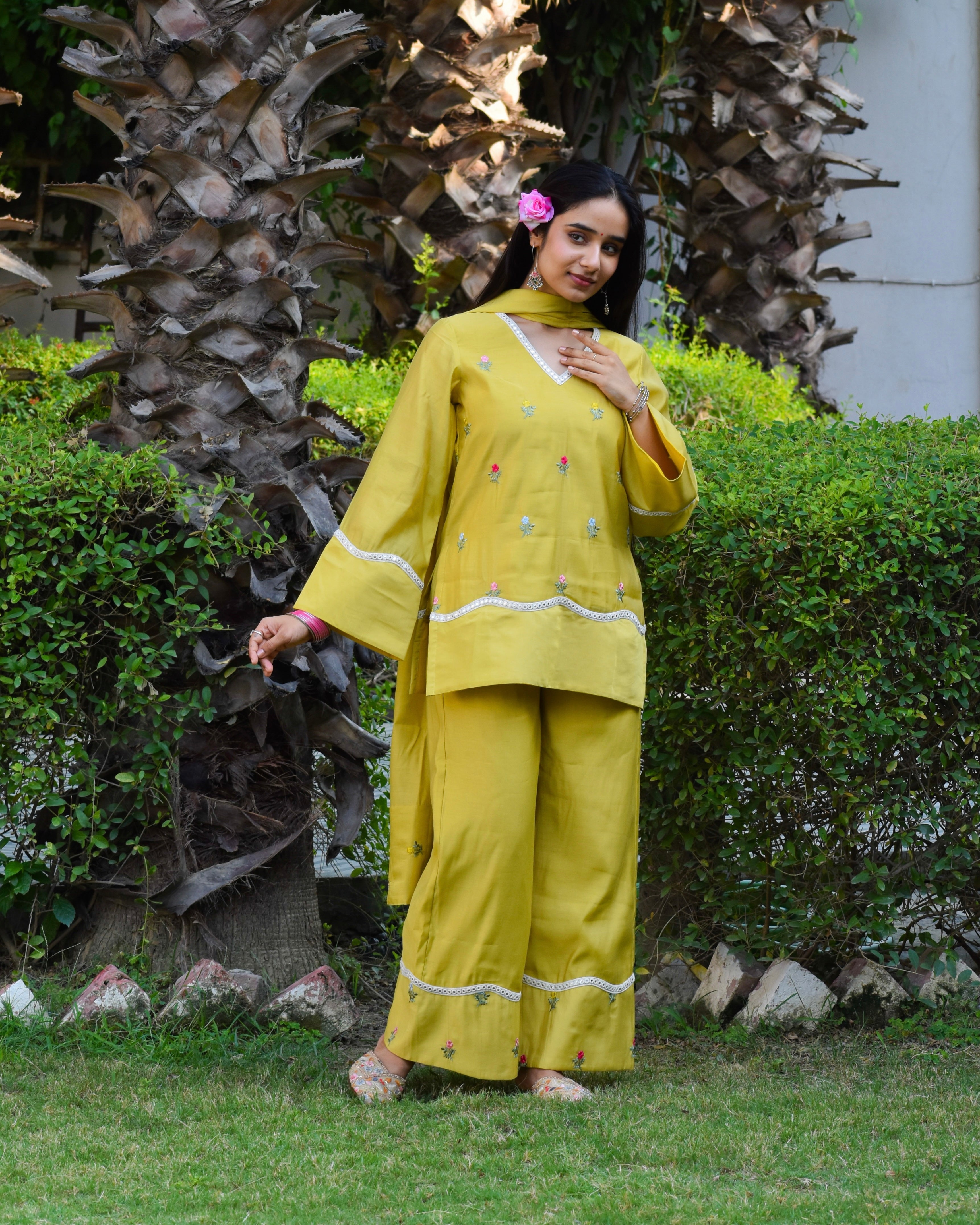 Saira Embroidered Chanderi Coord Set With Dupatta