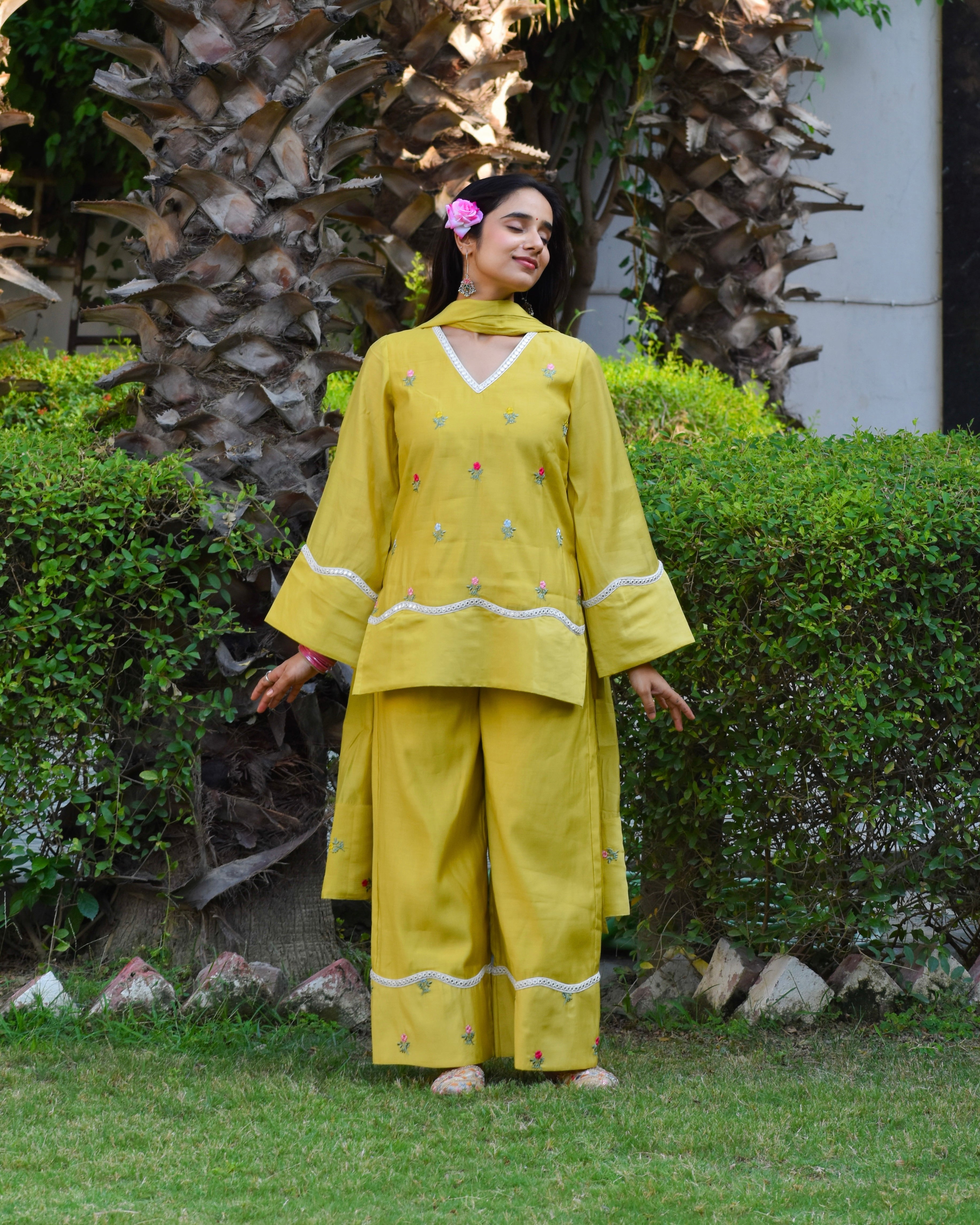 Saira Embroidered Chanderi Coord Set With Dupatta