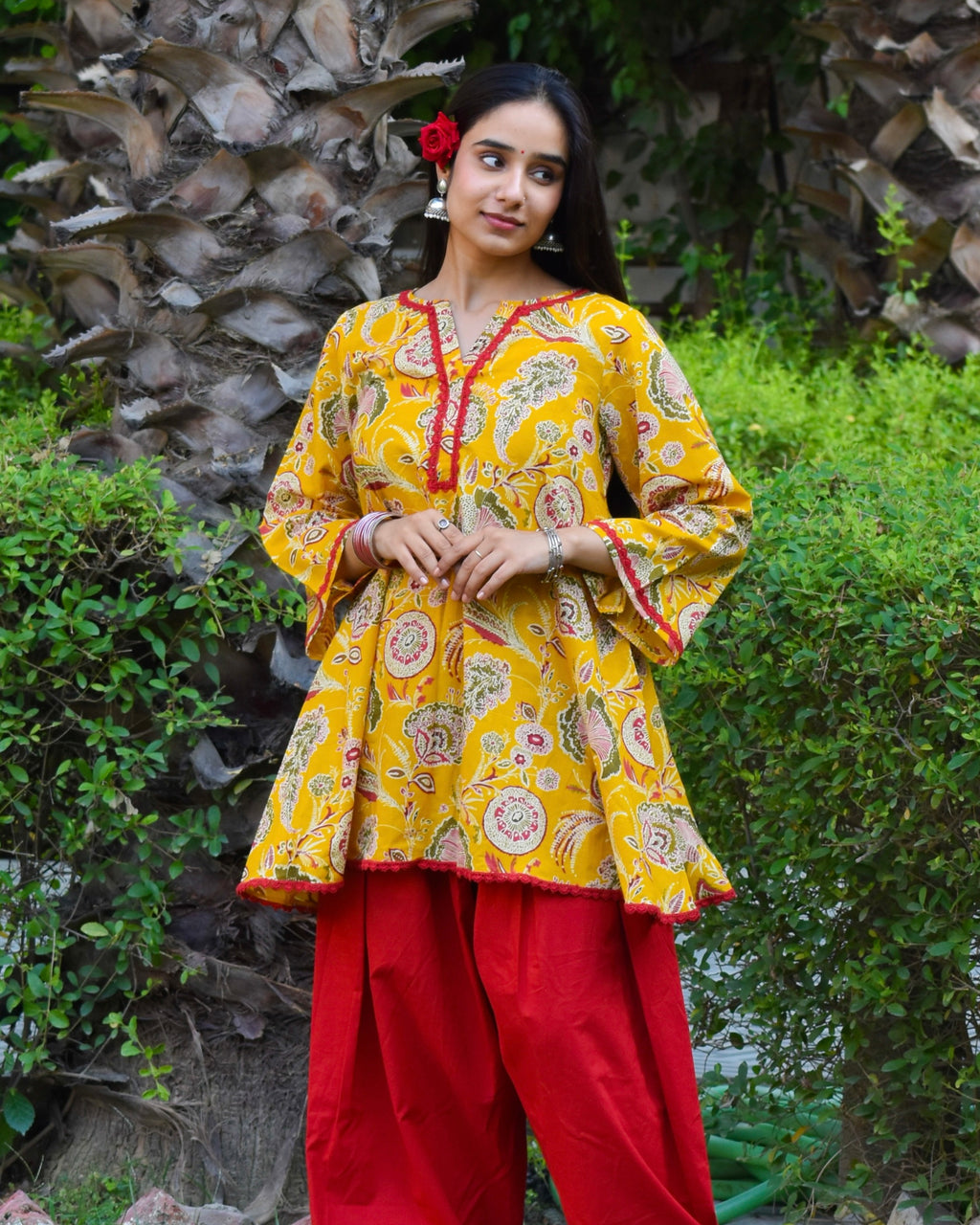 Champa Handblock Cotton Farshi Set