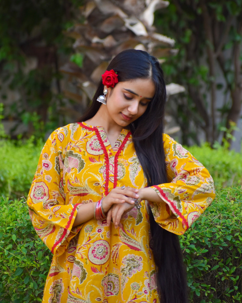 Champa Handblock Cotton Farshi Set