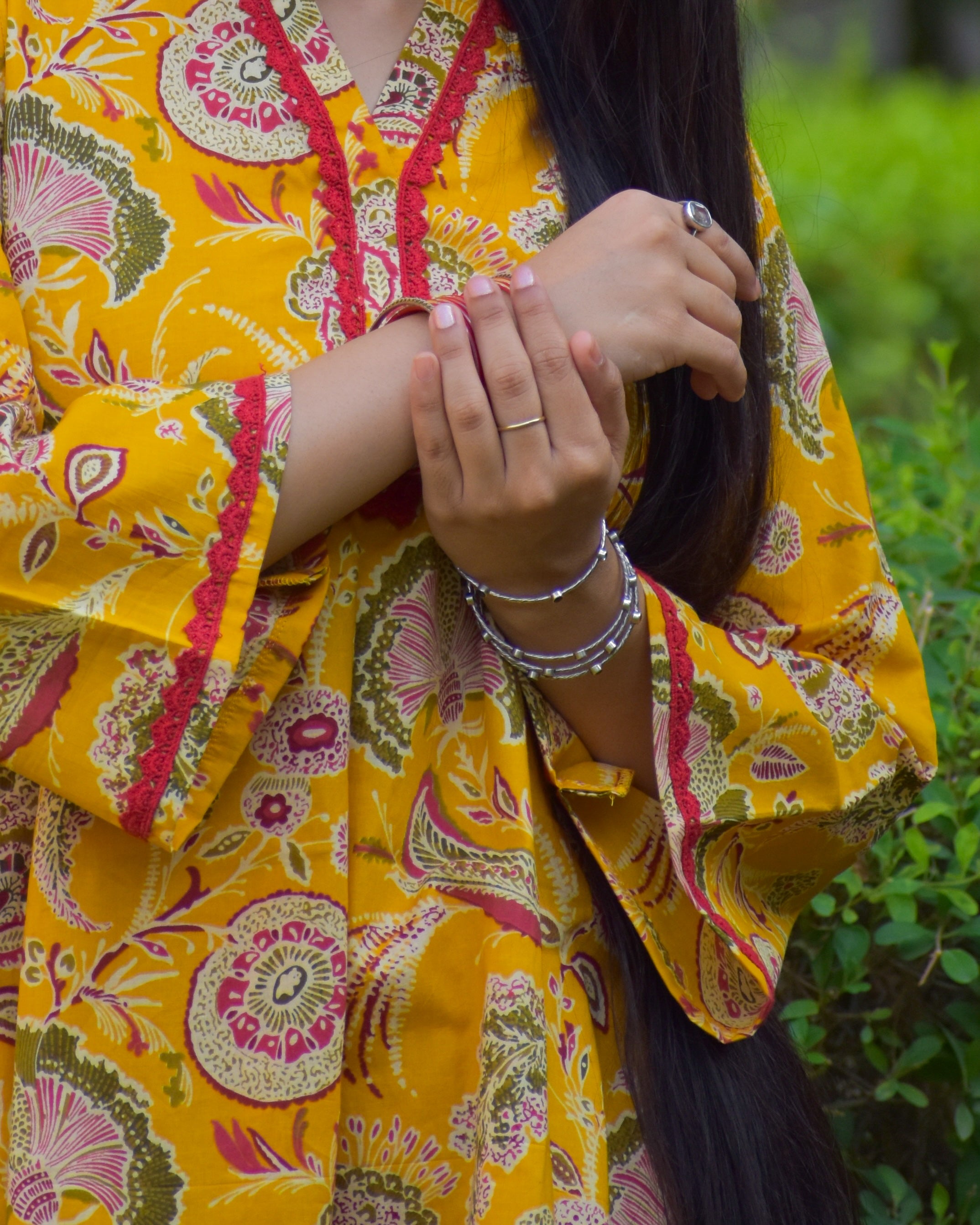 Champa Handblock Cotton Farshi Set