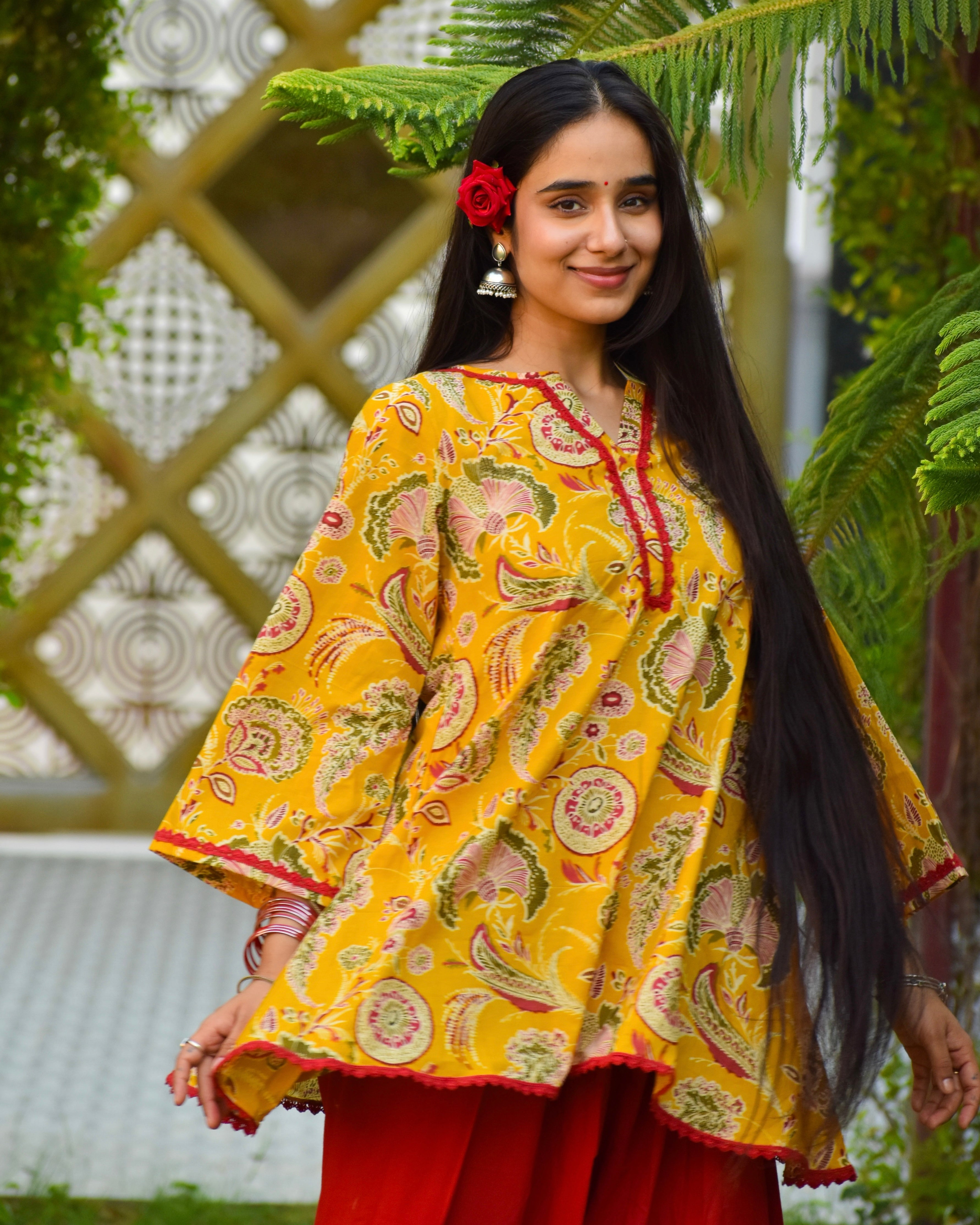 Champa Handblock Cotton Farshi Set