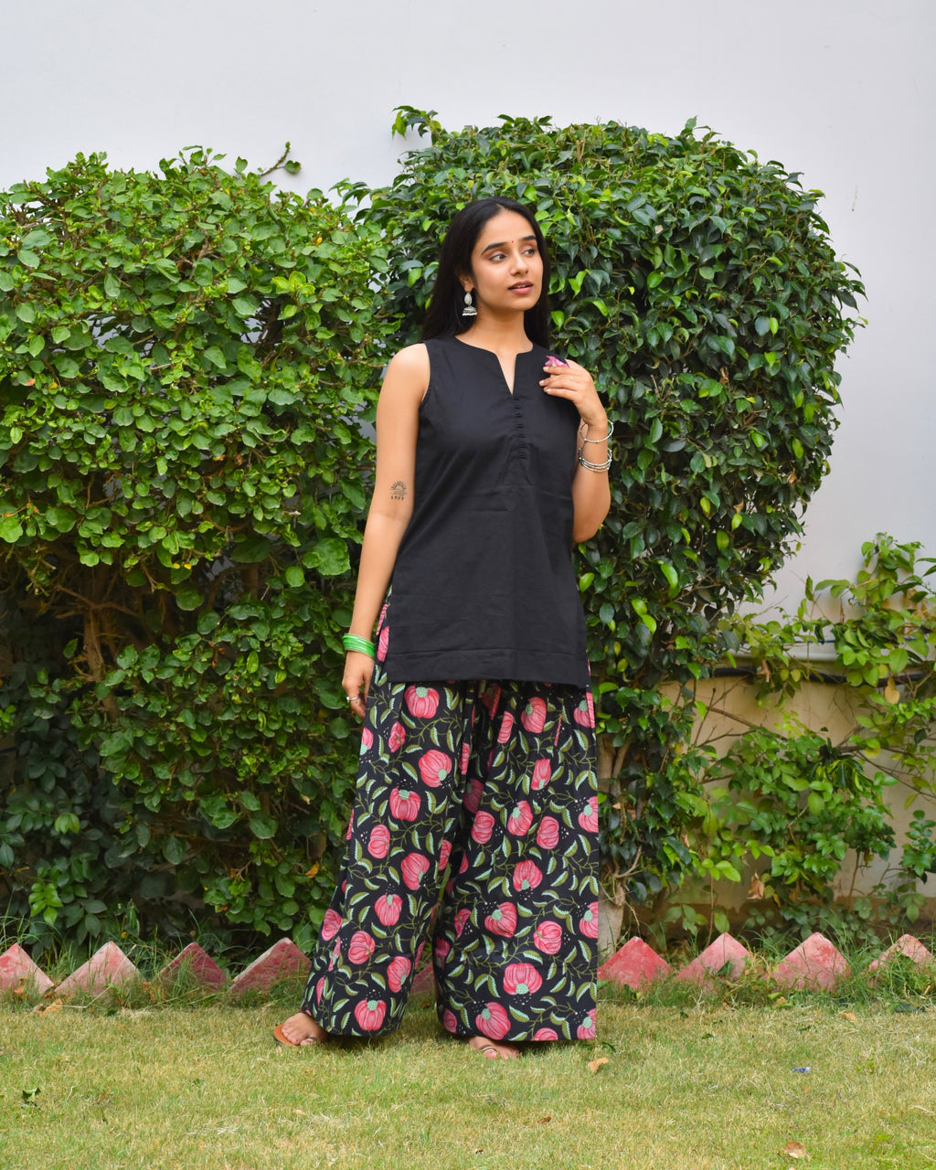 Titli Handblock Cotton Farshi Set