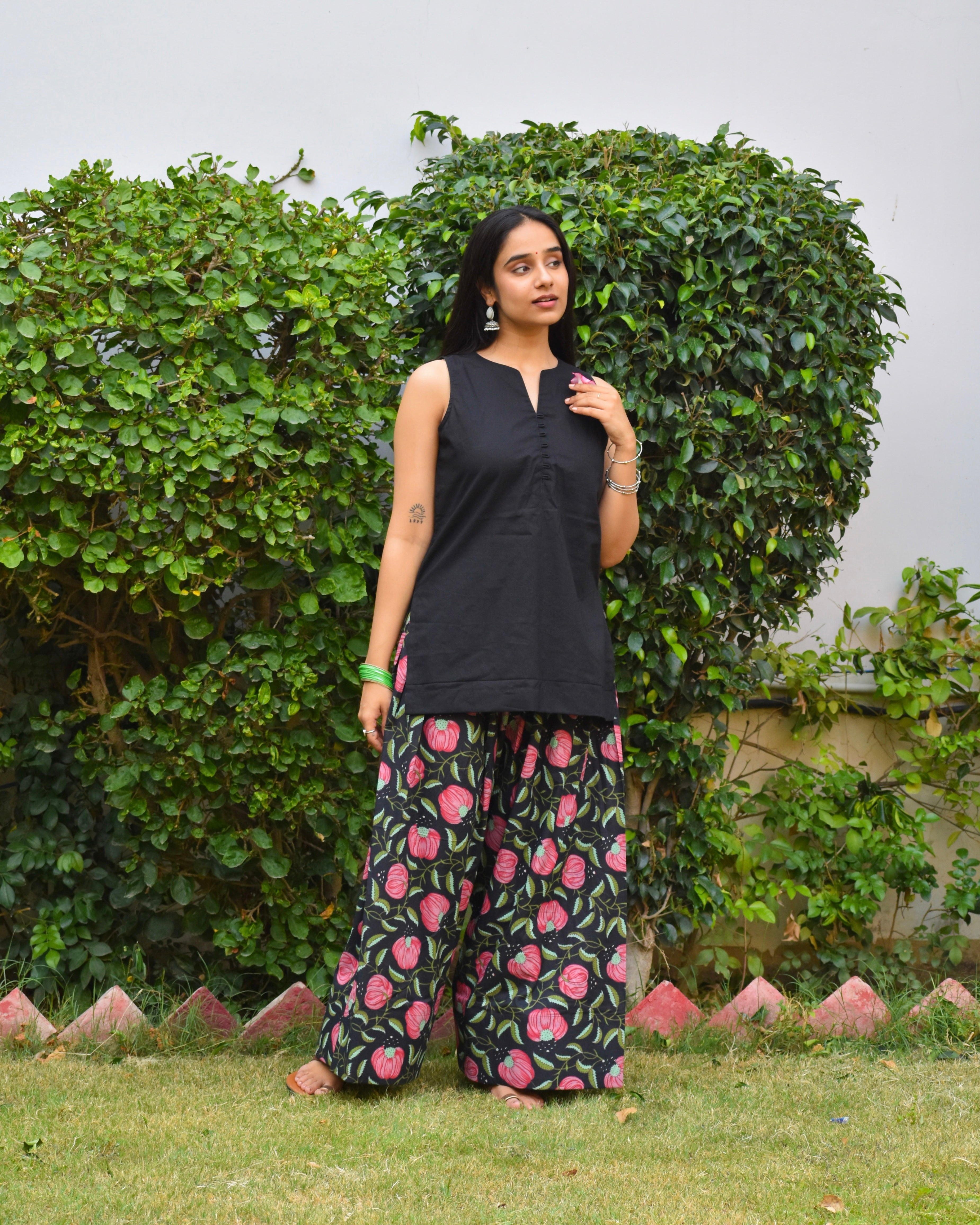 Titli Handblock Cotton Farshi Set