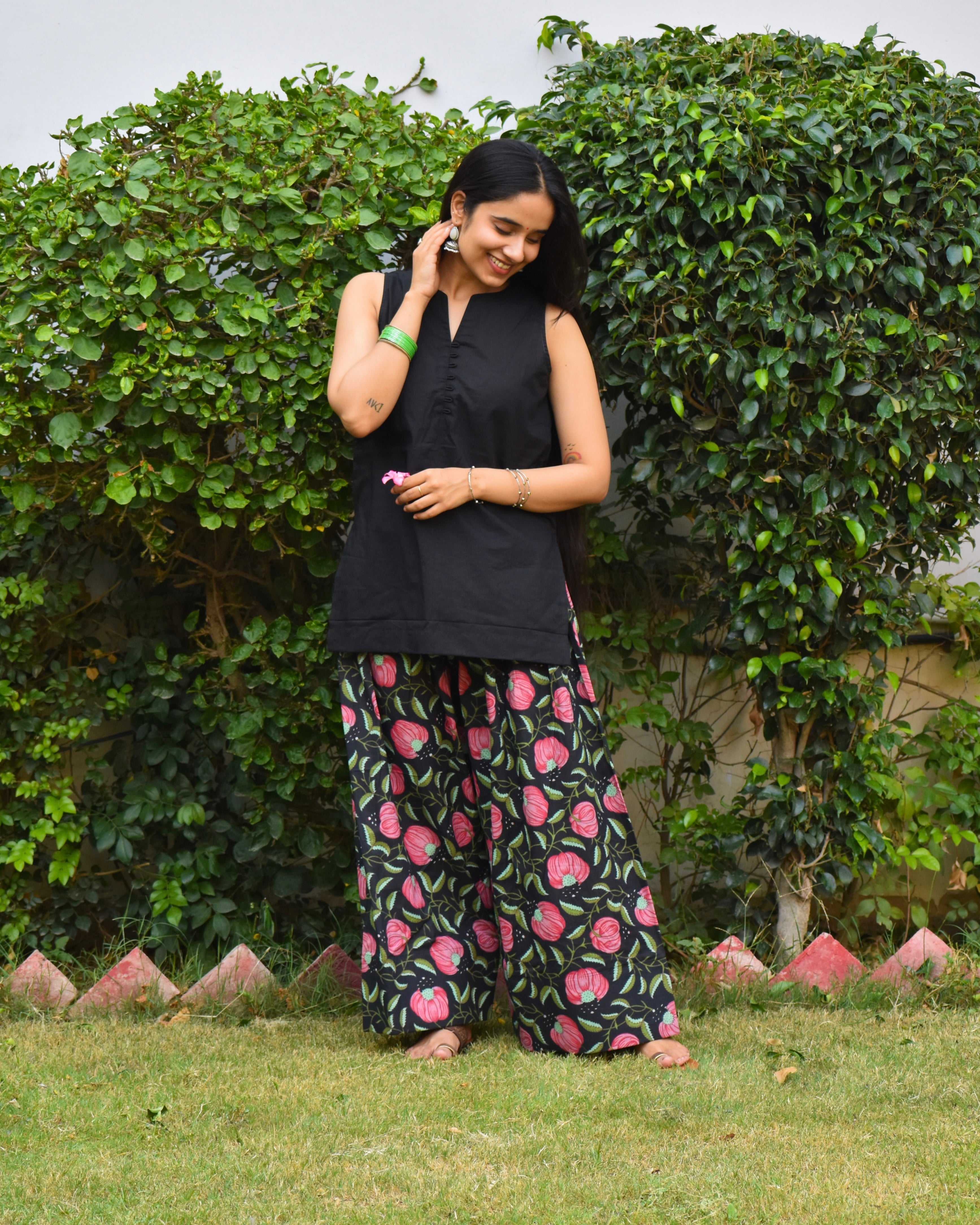 Titli Handblock Cotton Farshi Set