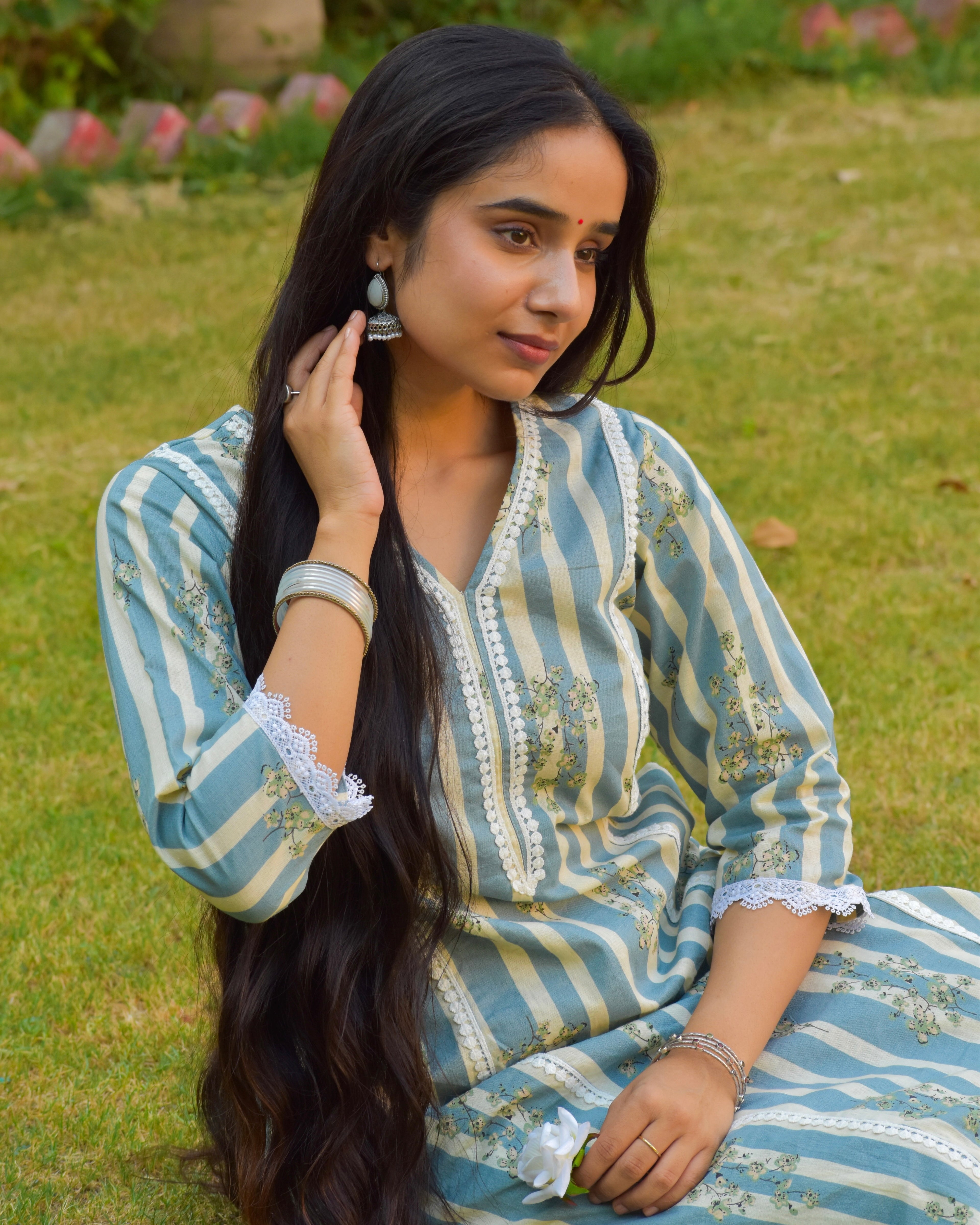 Mridu Handblock Cotton Kurta Set