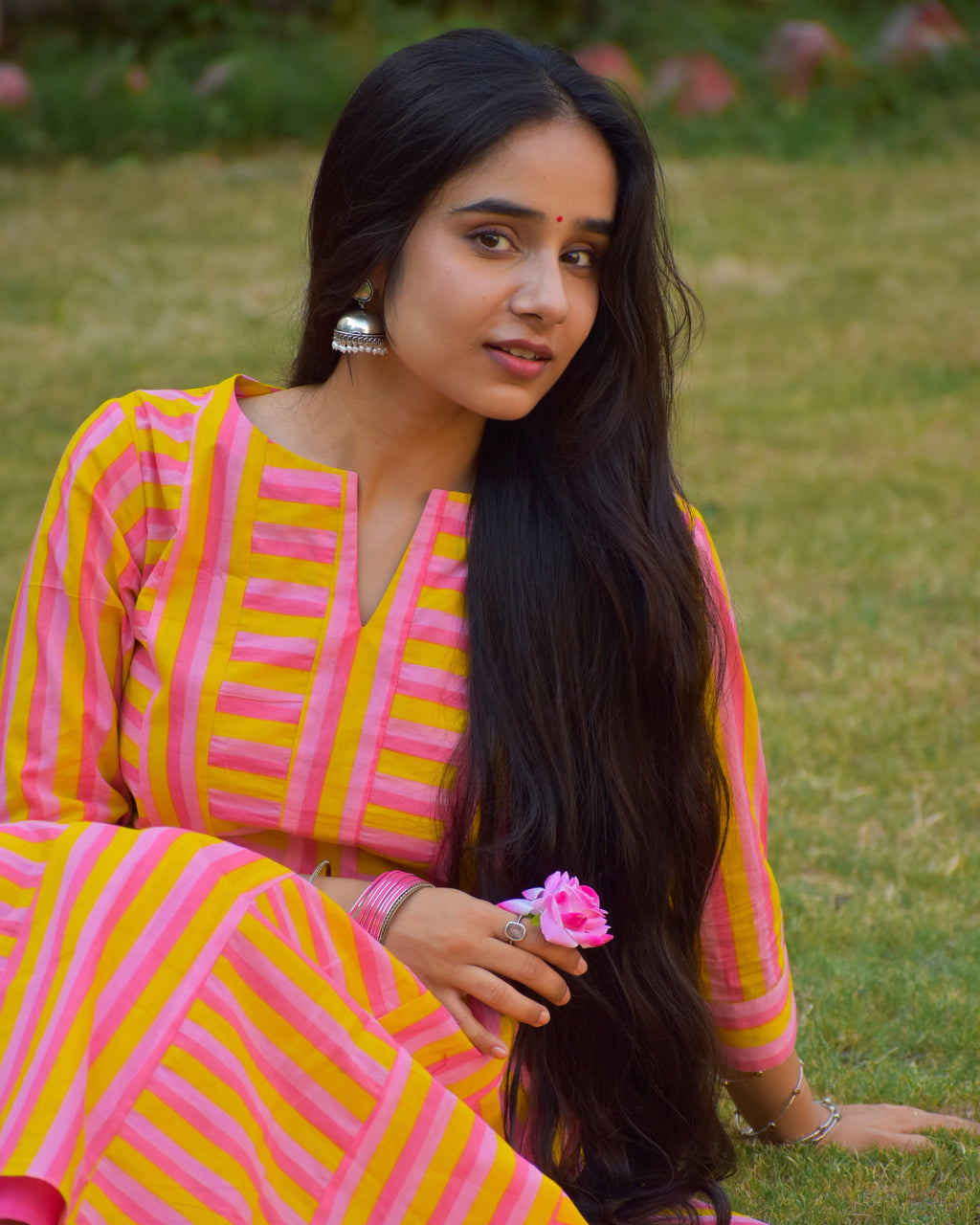 Naveli Handblock Cotton Kurta Set