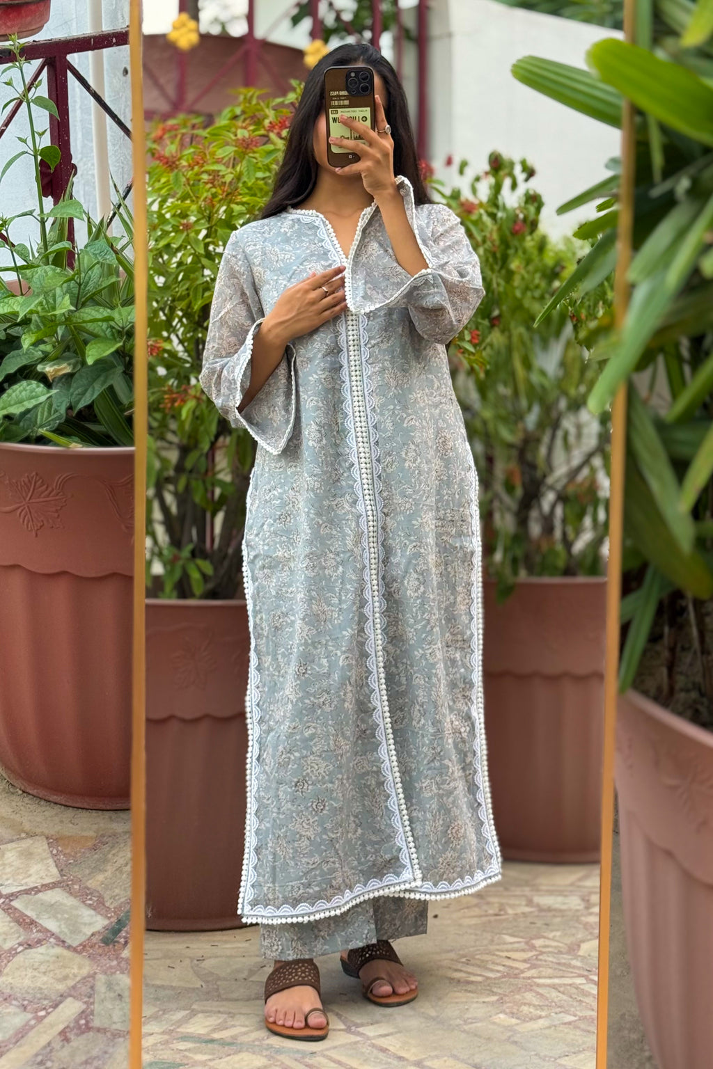 Neel Handblock Cotton Kurta Set